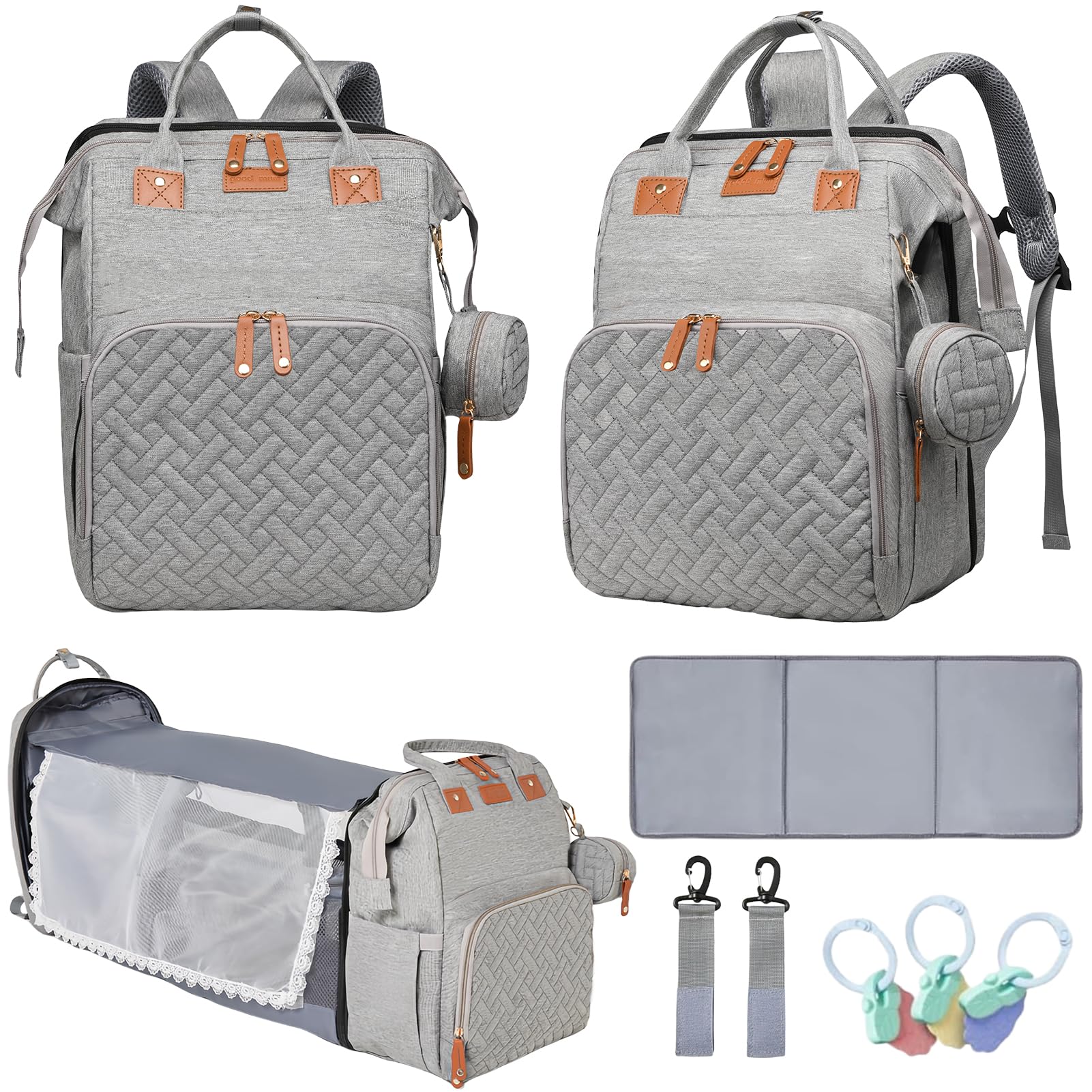 **Multifunctional Waterproof Diaper Backpack with Changing Station & USB Charging Port - Perfect Baby Shower Gift for Boys & Girls (Gray) - Ideal for Travel, Outings & Parenting Essentials**