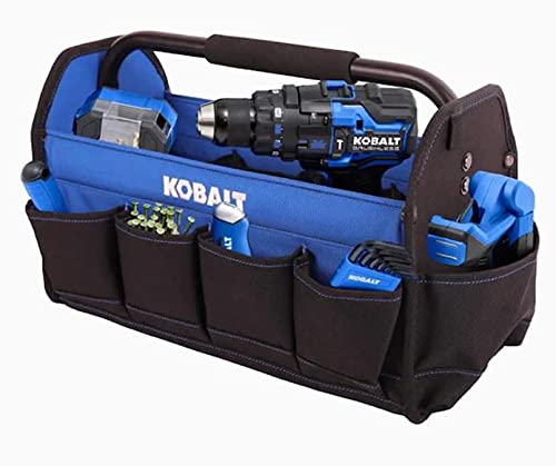 Kobalt Tools 16-Inch Open Tool Tote - Heavy Duty Storage Organizer for Wrenches, Screwdrivers & Power Tools - Perfect for Garage, Workshop & Job Site Organization