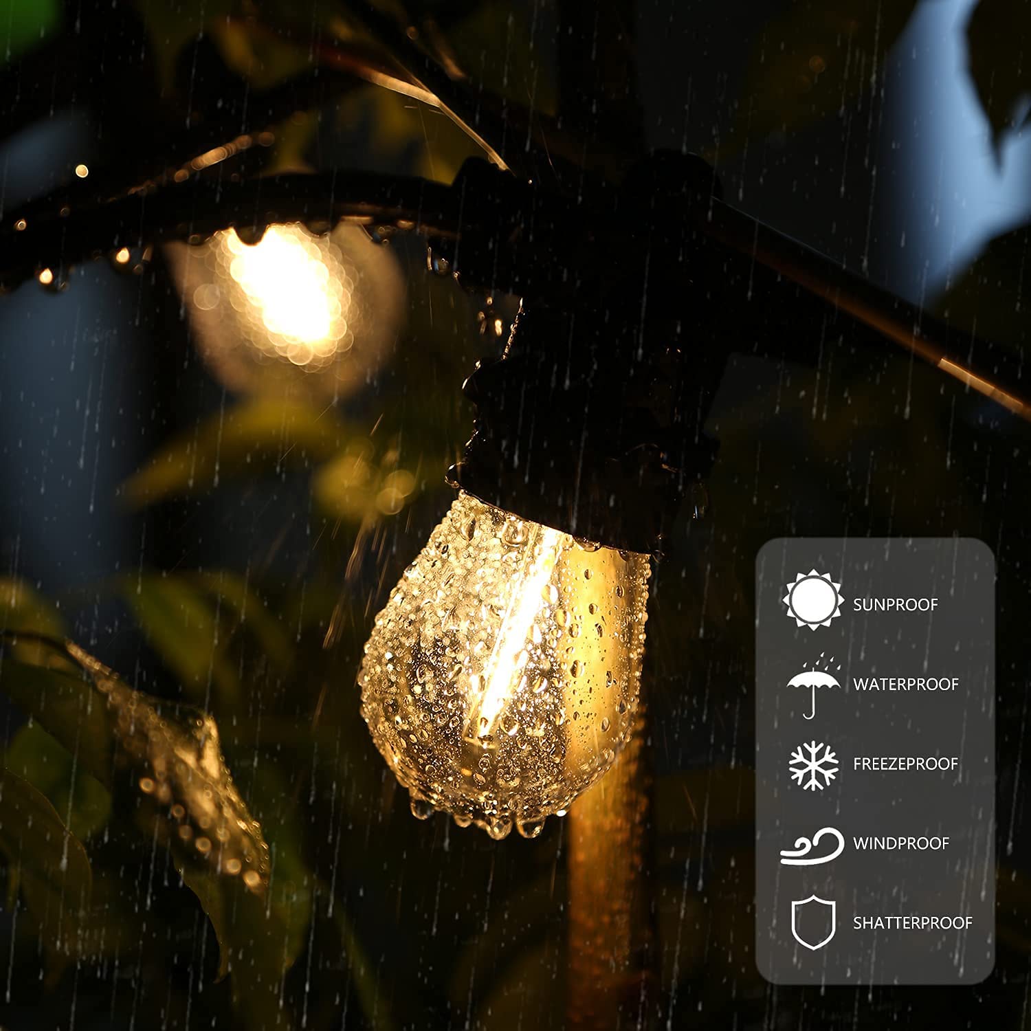 BORT LED S14 Replacement Light Bulbs - 25 Pack Shatterproof Outdoor String Lights, 1W Equivalent to 11W Incandescent, E26 Medium Screw Base, 2200K Warm White Non-Dimmable - Perfect for Patio, Garden, Backyard & Holiday Decorations
