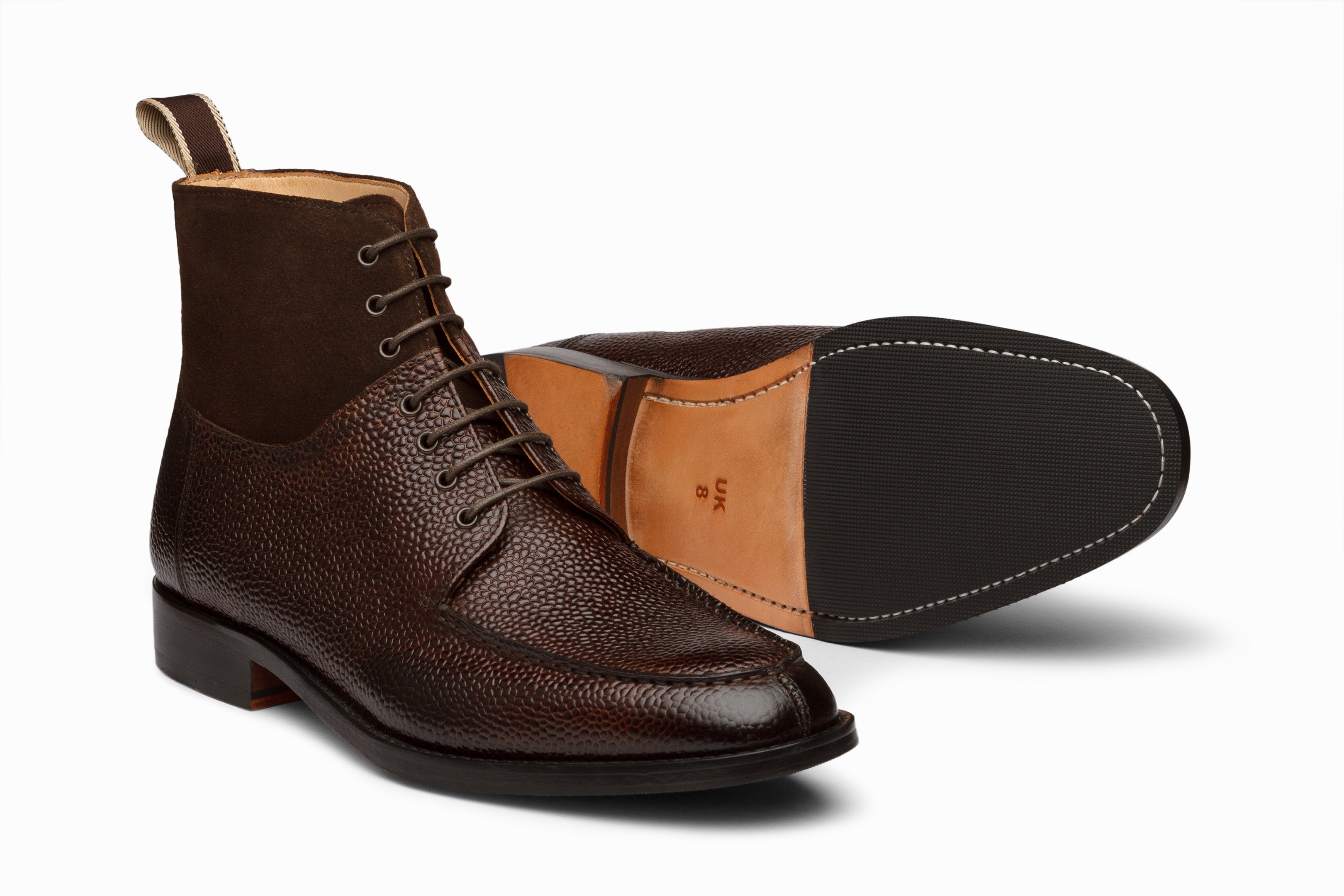 Men's Dark Brown Split Toe Derby Suede Combination Boots - Comfortable & Stylish Casual & Dress Shoes for Work, Office & Outdoor Wear