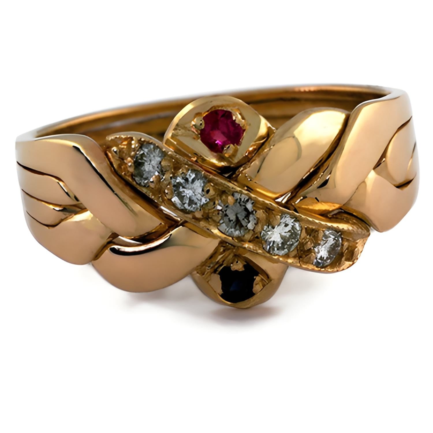 14K Gold 4 Band Puzzle Ring for Women - Interlocking Celtic Love Knot Wedding Band - Perfect for Anniversary, Engagement & Romantic Gifts