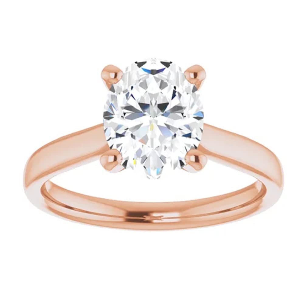 10K Solid Rose Gold Handmade Engagement Ring - 1.0 CT Oval Cut Moissanite Diamond Solitaire Wedding Band for Women | Proposal, Anniversary & Bridal Jewelry Gift | Perfect for Romantic Occasions & Special Moments