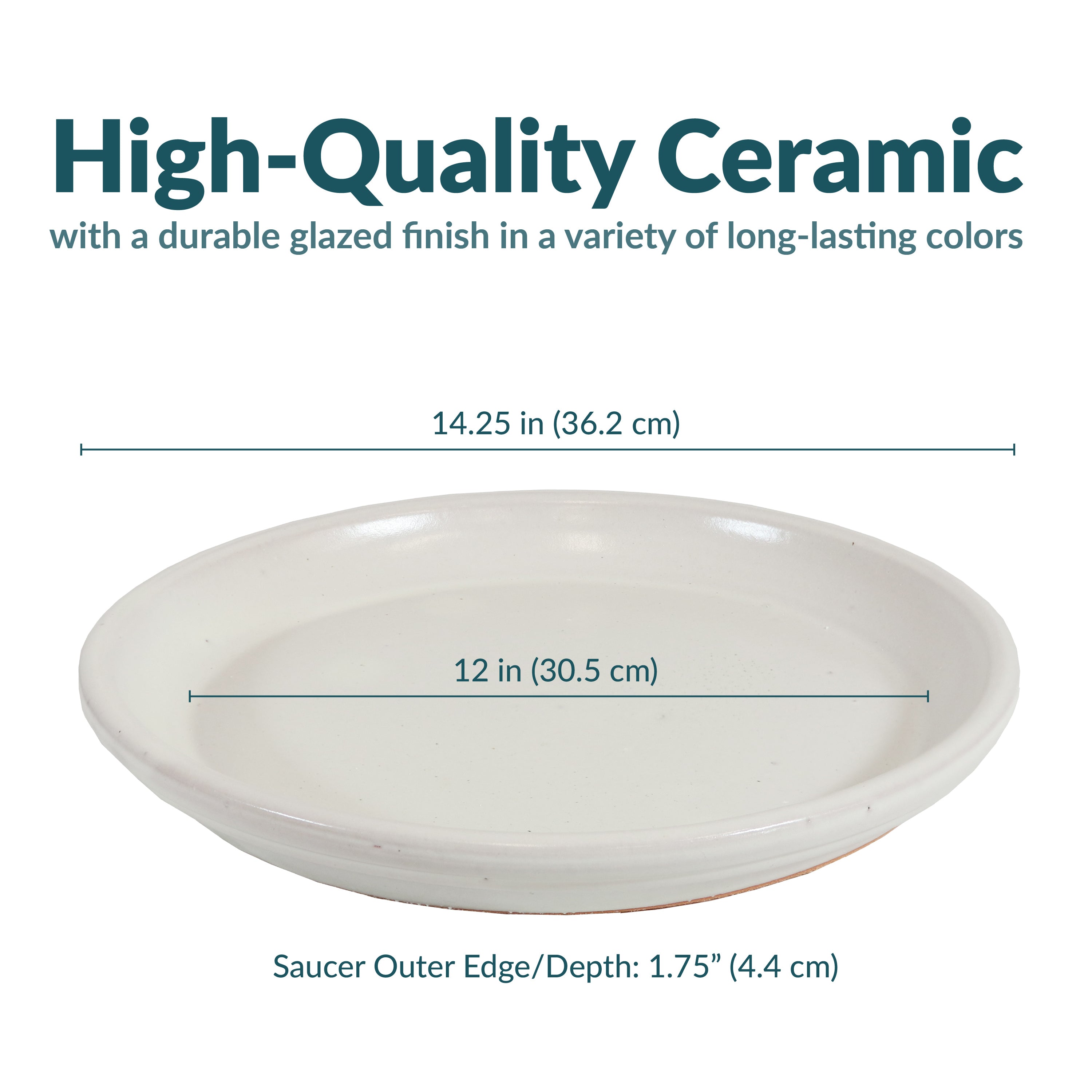 Sunnydaze 2-Pack Glazed Ceramic Planter Saucers for Indoor & Outdoor Plants - Drainage Trays for Flower Pots, Garden Decor, and Home Décor