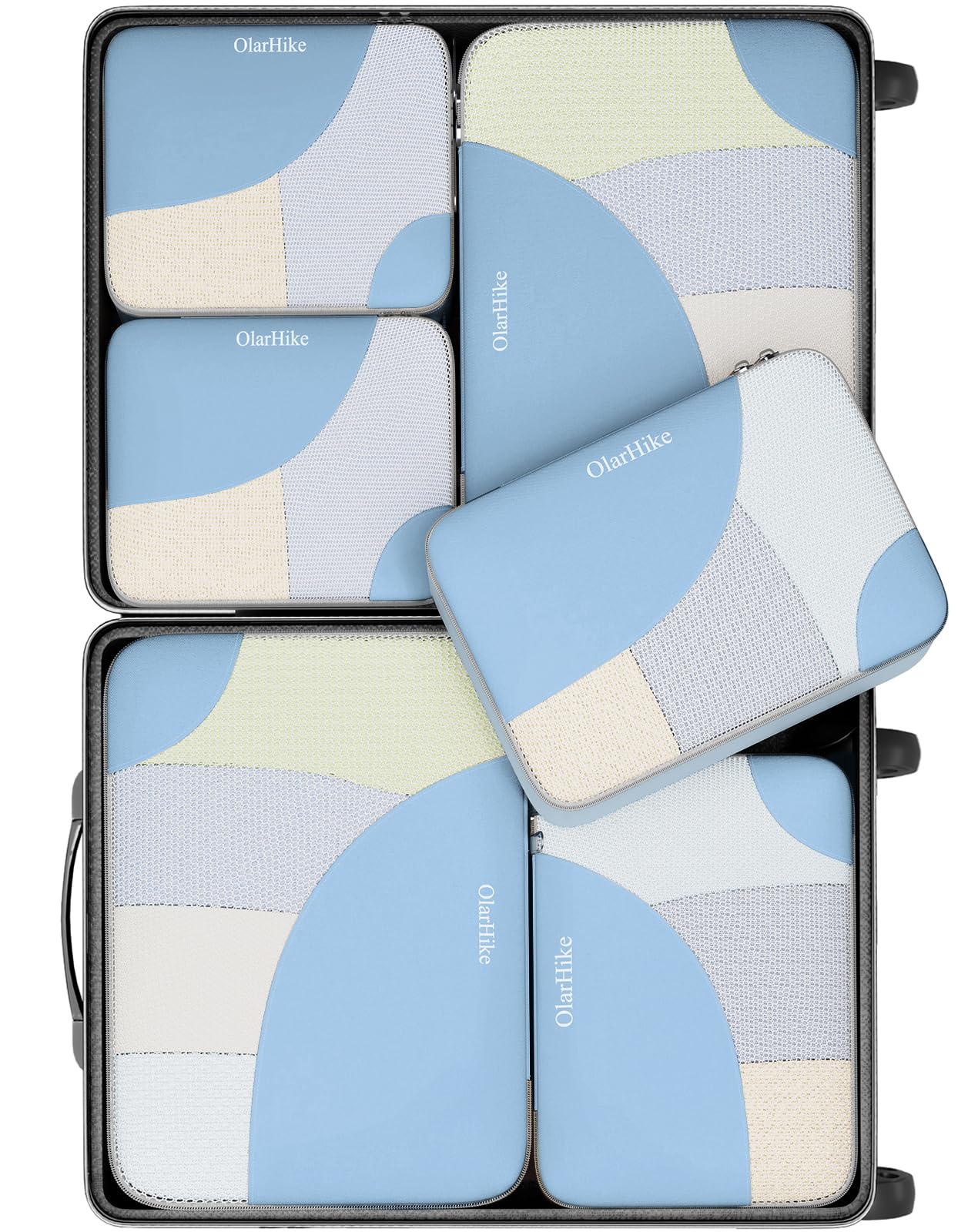OlarHike 6-Piece Travel Packing Cube Set (Large, Medium, Small) - Lightweight Luggage Organizer Bags for Clothes & Travel Essentials - Perfect for Carry-On Suitcases & Backpacking (Baby Blue) | Ideal for Business Trips, Vacations & Weekend Getaways