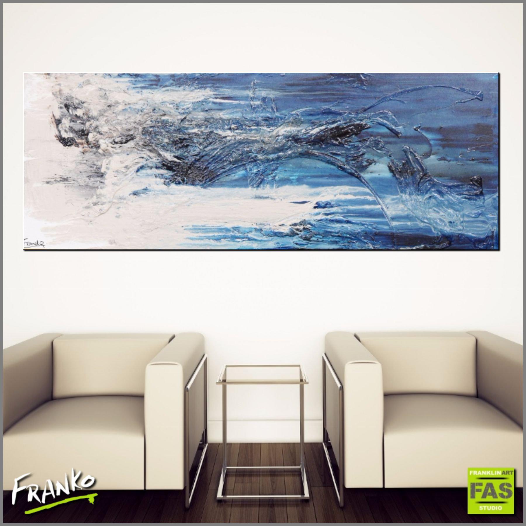 Abstract Blue Wall Art - Modern Canvas Painting for Home & Office Decor - Perfect for Living Room, Bedroom, or Workspace