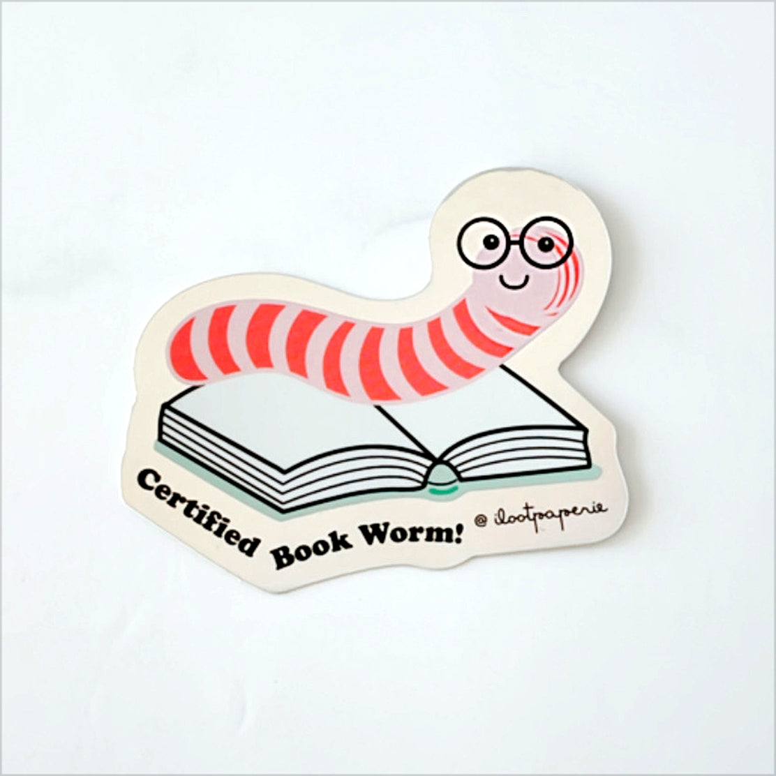 Certified Book Worm Holographic Sticker - Waterproof & Durable Vinyl Decal for Laptops, Journals & Water Bottles - Perfect for Book Lovers & Readers Gifts