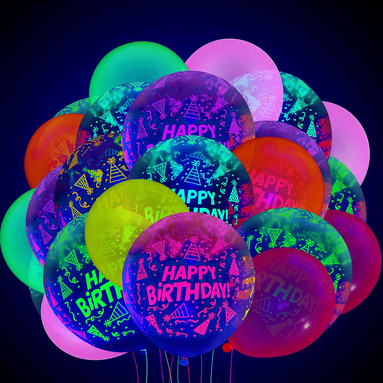 60 Pieces Neon Glow in The Dark Balloons - 12 Inch UV Reactive Party Balloons for Birthday, Rave, Blacklight & Glow Party Decorations - Perfect for Night Clubs, Halloween & Festive Celebrations