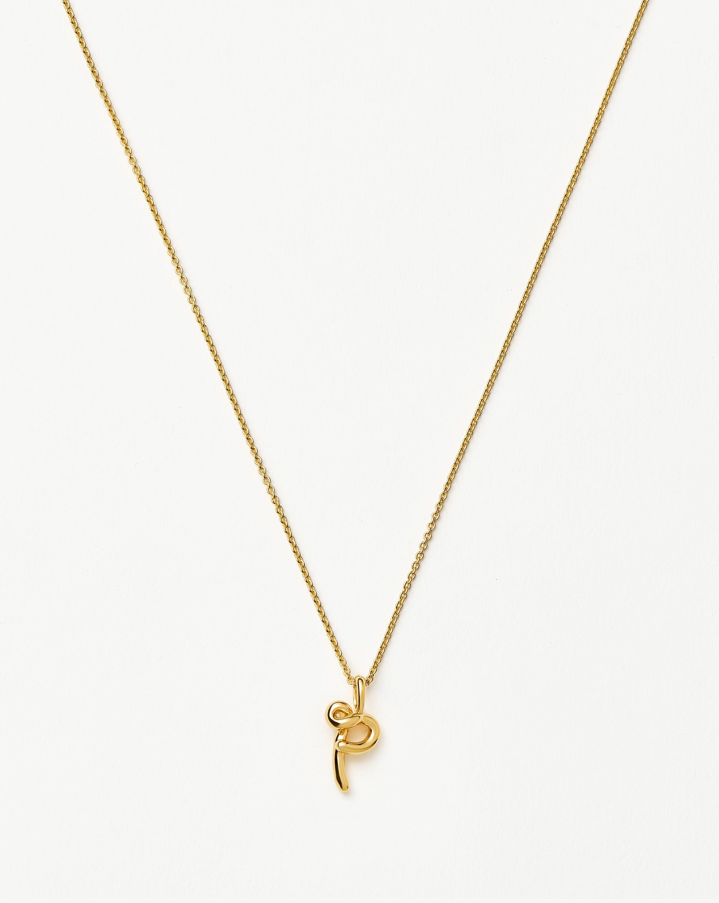 Curly Molten Mini Initial Necklace in 18k Gold Vermeil - Personalized Name Jewelry for Women, Dainty Layering Necklace Gift for Her, Perfect for Everyday Wear & Special Occasions