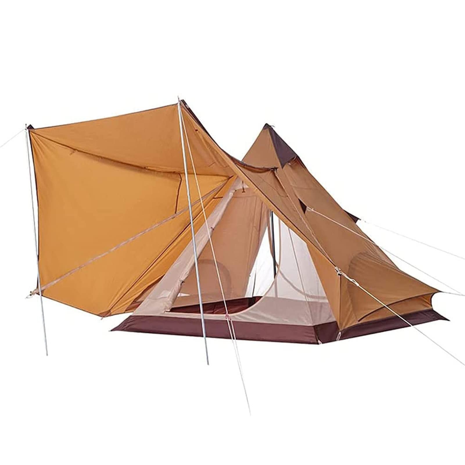 QXWJ Waterproof Double Layer Pyramid Camping Tent - Sun Protection Beach Tent for Outdoor Hiking, Picnic & Camping | Portable Mongolian Yurt Shelter (Color: Blue) - Perfect for Beach Trips, Backpacking & Family Camping Adventures