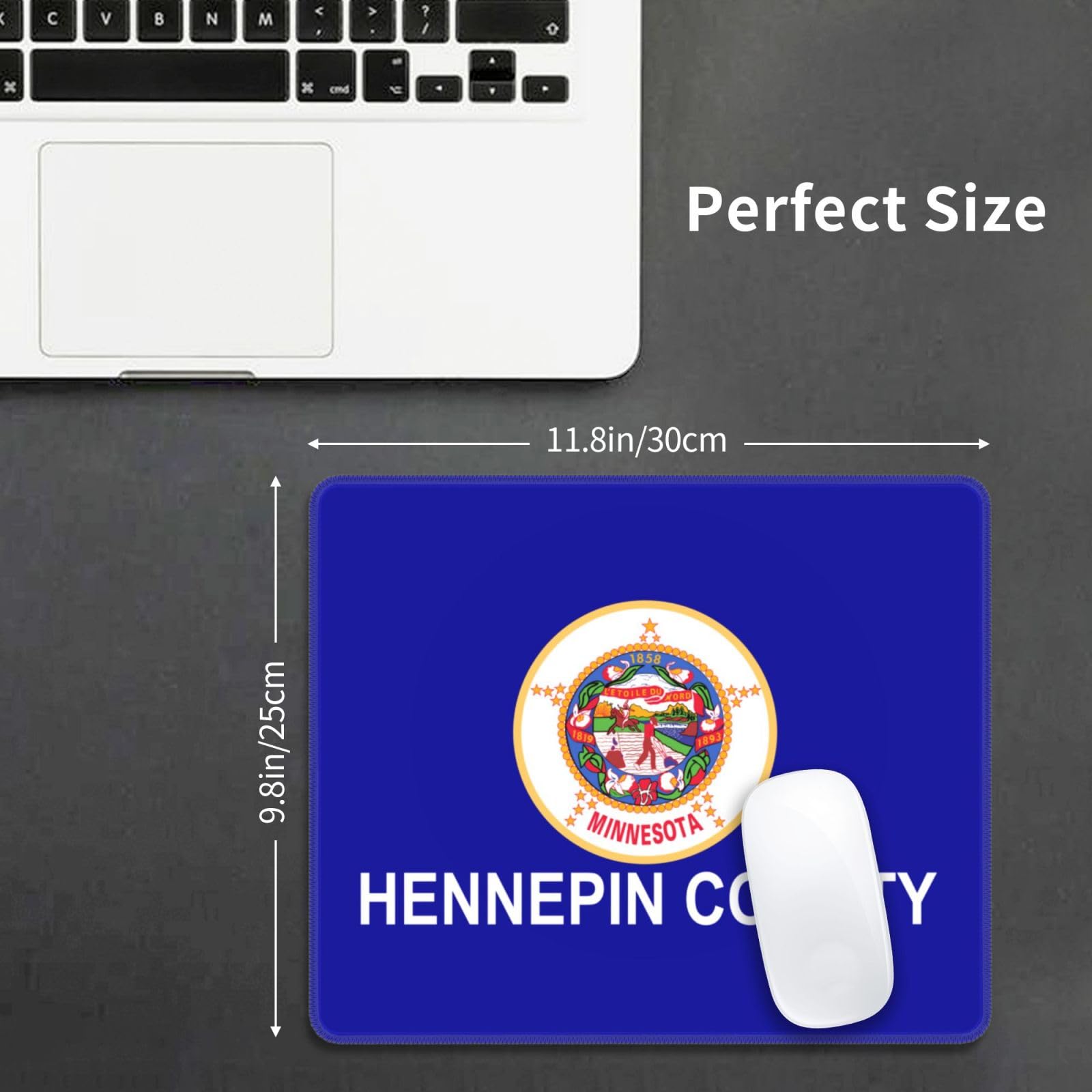 Hennepin County Minnesota Flag Mouse Pad - 10x12 Inch Waterproof Non-Slip Rubber Mousepad for Office, Laptop & Gaming | Perfect for Home, Work & School Desks