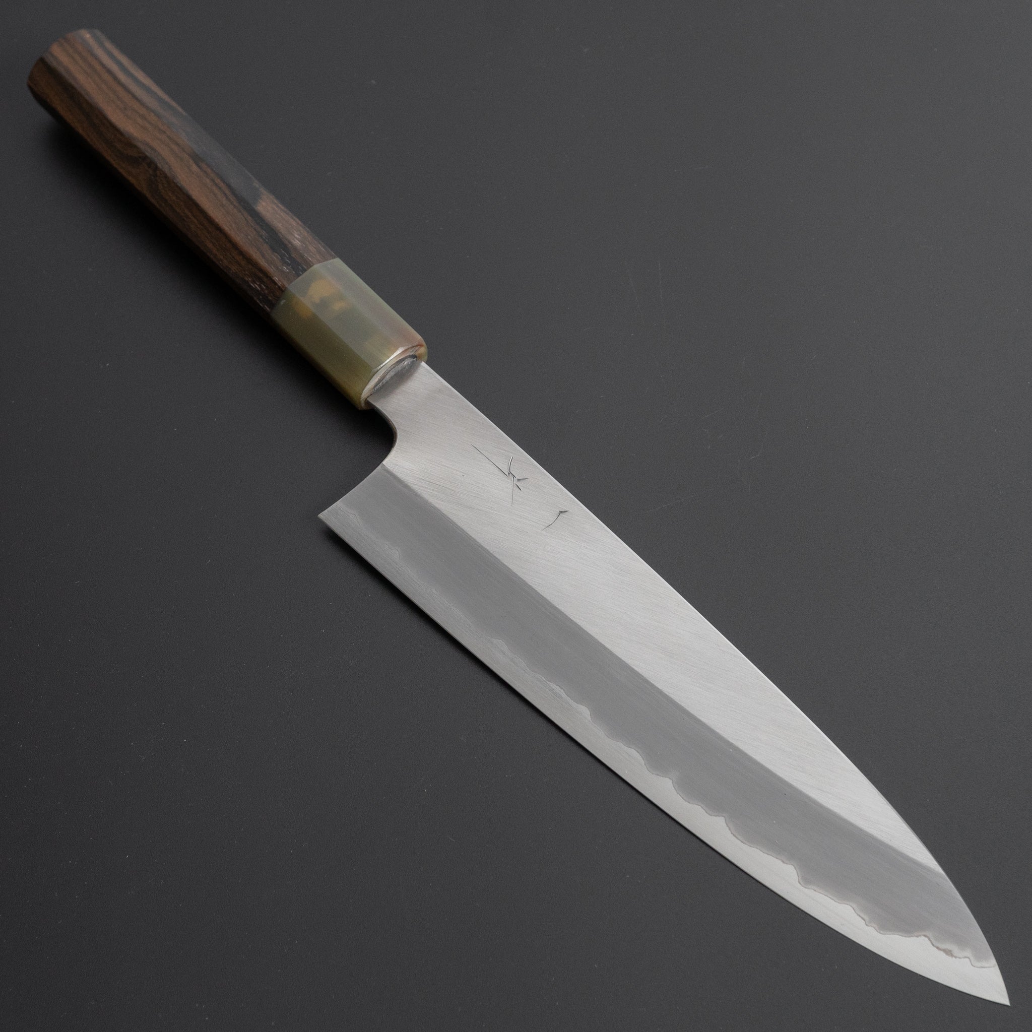 Hitohira Togashi White #1 Stainless Clad Migaki Gyuto 210mm Japanese Chef Knife with Ziricote Wood Handle - Perfect for Sushi, Meat Cutting & Professional Kitchen Use