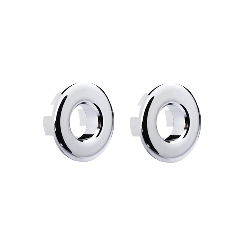 2 Pack Chrome Sink Overflow Cover Ring - Round Brass Bathroom Vanity Sink Overflow Insert with Trim Cap | Perfect for Bathroom Renovation & Leak Prevention