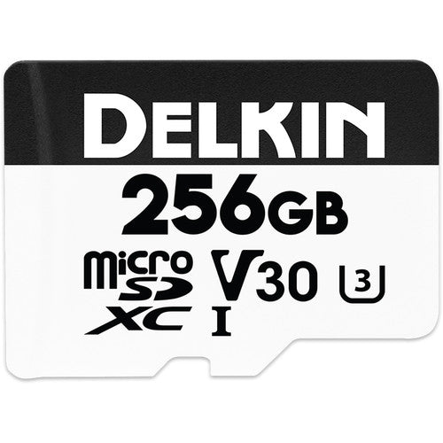 Delkin DMSDAHS256 256GB Hyperspeed UHS-I MicroSDXC V30 Memory Card with SD Adapter - High-Speed Storage for 4K Cameras, Drones, and Gaming Consoles