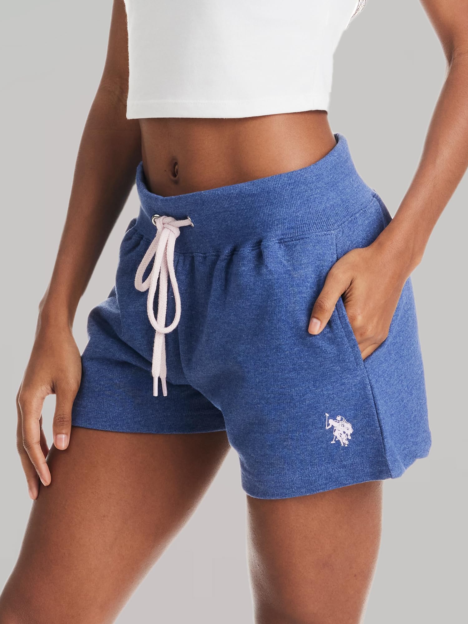 U.S. Polo Assn. Women's French Terry Lounge Shorts with Pockets - Soft Cotton Sleepwear & Casual Pajama Shorts for Home, Yoga, and Summer Outings