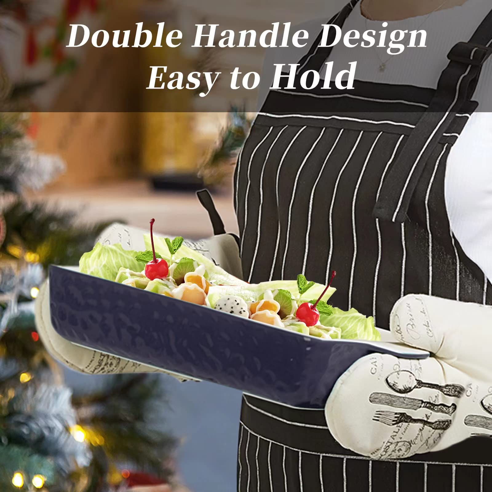 Ceramic Baking Dish Set of 3 - Oven Safe Rectangular Pans with Handles for Cooking & Baking | Perfect for Cakes, Casseroles & Daily Kitchen Use