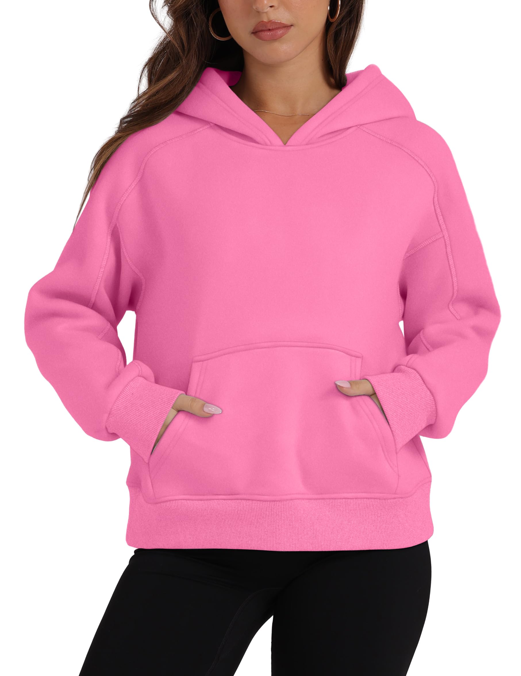 OFEEFAN Women's Cropped Hoodie Sweatshirt - Trendy Fleece Pullover Long Sleeve Top for Fall Fashion 2024 | Cozy Casual Wear, Street Style Outfits, Loungewear & Cold Weather Comfort