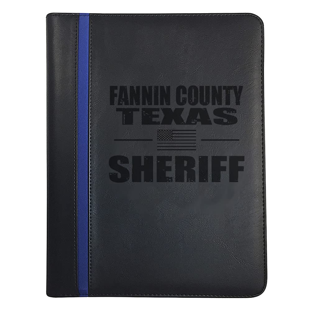Texas Fannin County Deputy Sheriff Padfolio - Thin Blue Line Portfolio with Prayer Print, 3 Police Laptop Stickers & Car Magnet | Law Enforcement Gift for Police Officers, First Responders & Sheriff Supporters | Perfect for Duty Use, Appreciation Gifts & Back the Blue Events