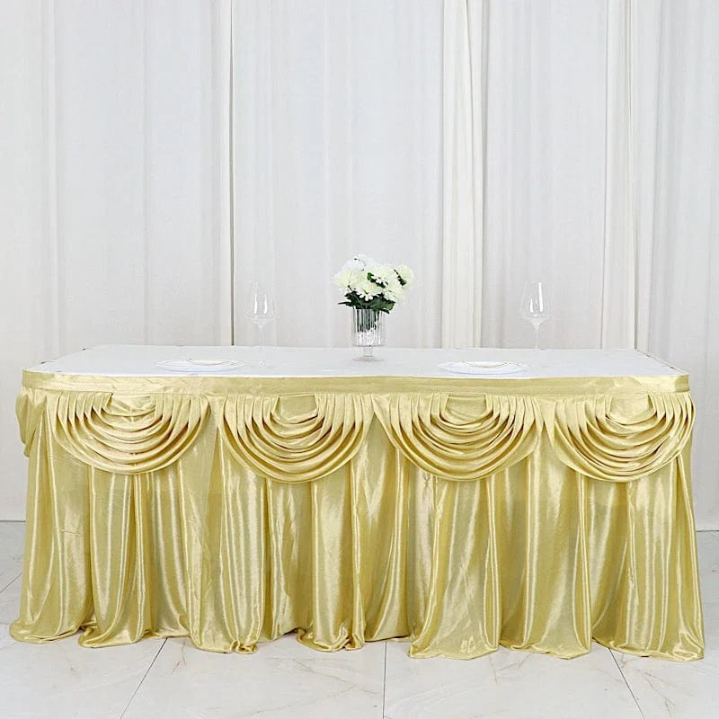 Elegant Satin Table Skirt - Classic Drape Tablecloth for Wedding, Banquet & Party Decor - Perfect for Formal Events & Home Decorations