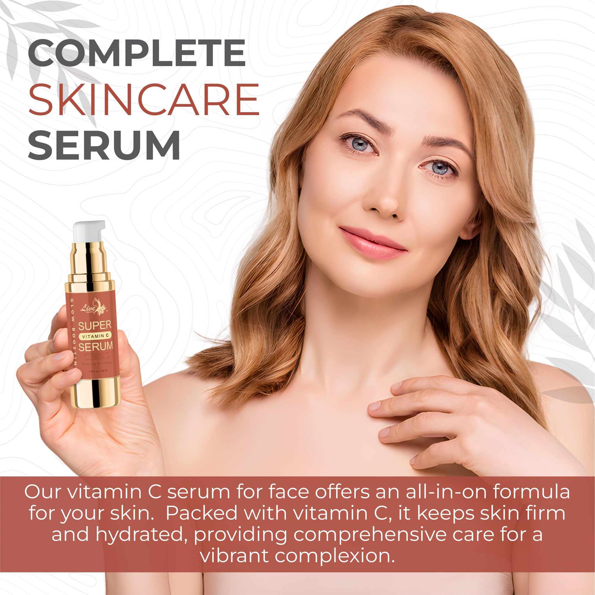 Live Healthy Super Vitamin C Serum for Mature Skin - Anti-Aging Serum with Vitamin C, Peptides & Vitamin E - Reduces Wrinkles & Age Spots, Lifts & Firms Skin - Made in USA (1 fl oz) | Perfect for Nighttime Skincare Routine & Daily Anti-Wrinkle Treatment