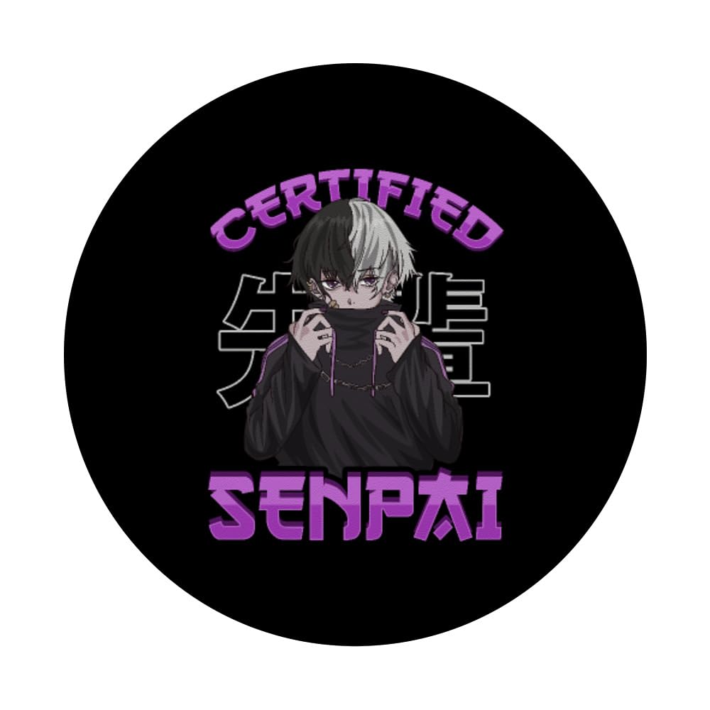 Certified Senpai Anime Otaku Manga Japanese PopSockets PopGrip - Swappable Phone & Tablet Grip with Strong Adhesive - Perfect for Anime Fans, Manga Lovers & Japanese Pop Culture Enthusiasts