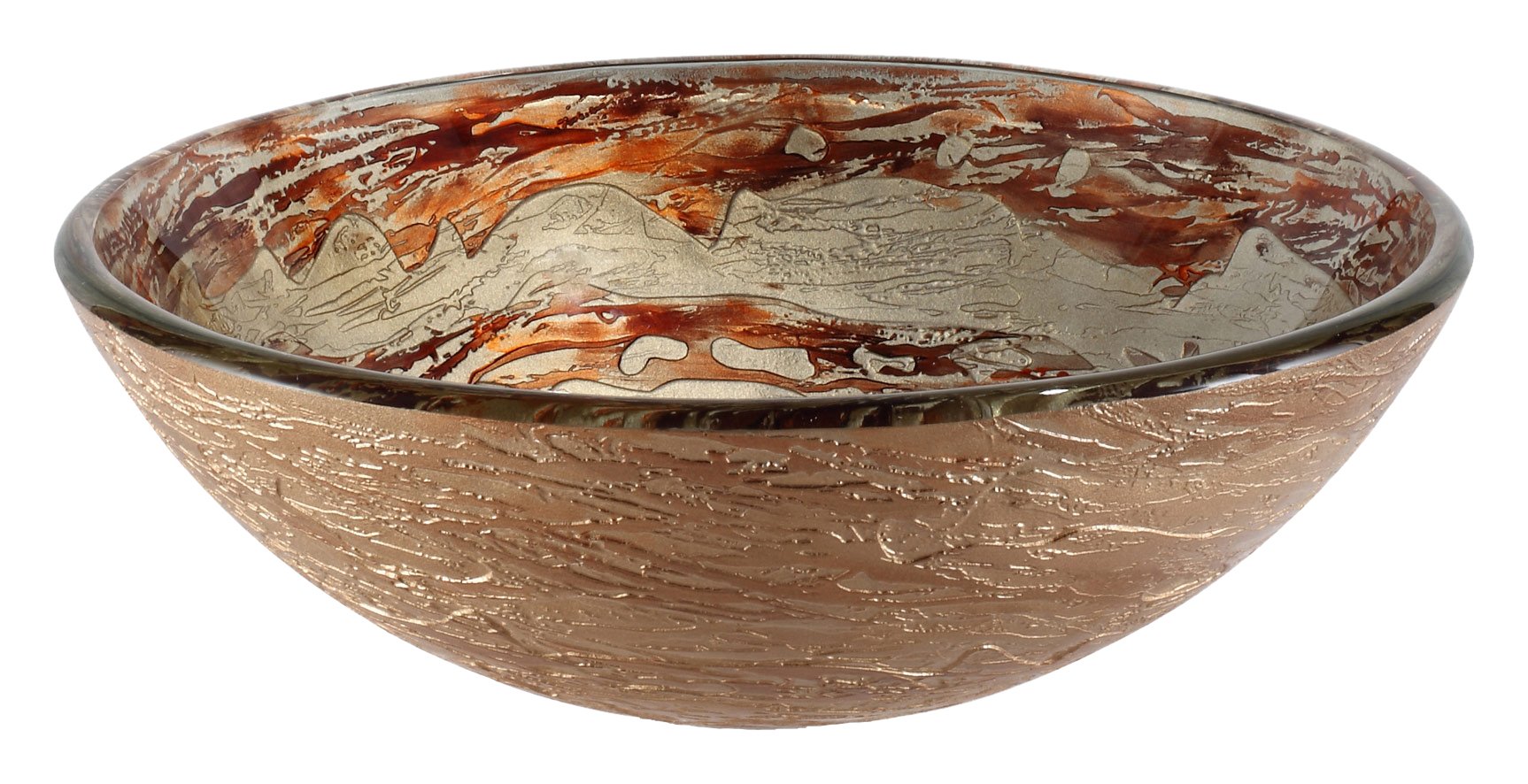 Ares Glass Vessel Bathroom Sink with PU-MR Oil Rubbed Bronze Finish - Modern Above Counter Bathroom Vanity Sink for Luxury Home & Hotel Renovation