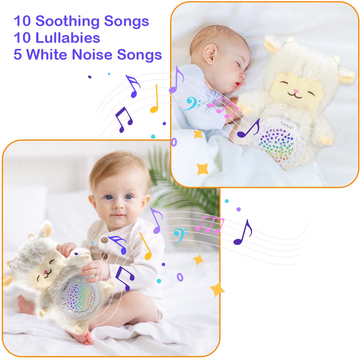 Baby Sleep Soother - White Noise Sound Machine with Mom's Heartbeat & Lullabies | Portable Plush Night Light Projector | Nursery Decor & Baby Shower Gift for Girls & Boys | Perfect for Bedtime, Travel & Nursery Room