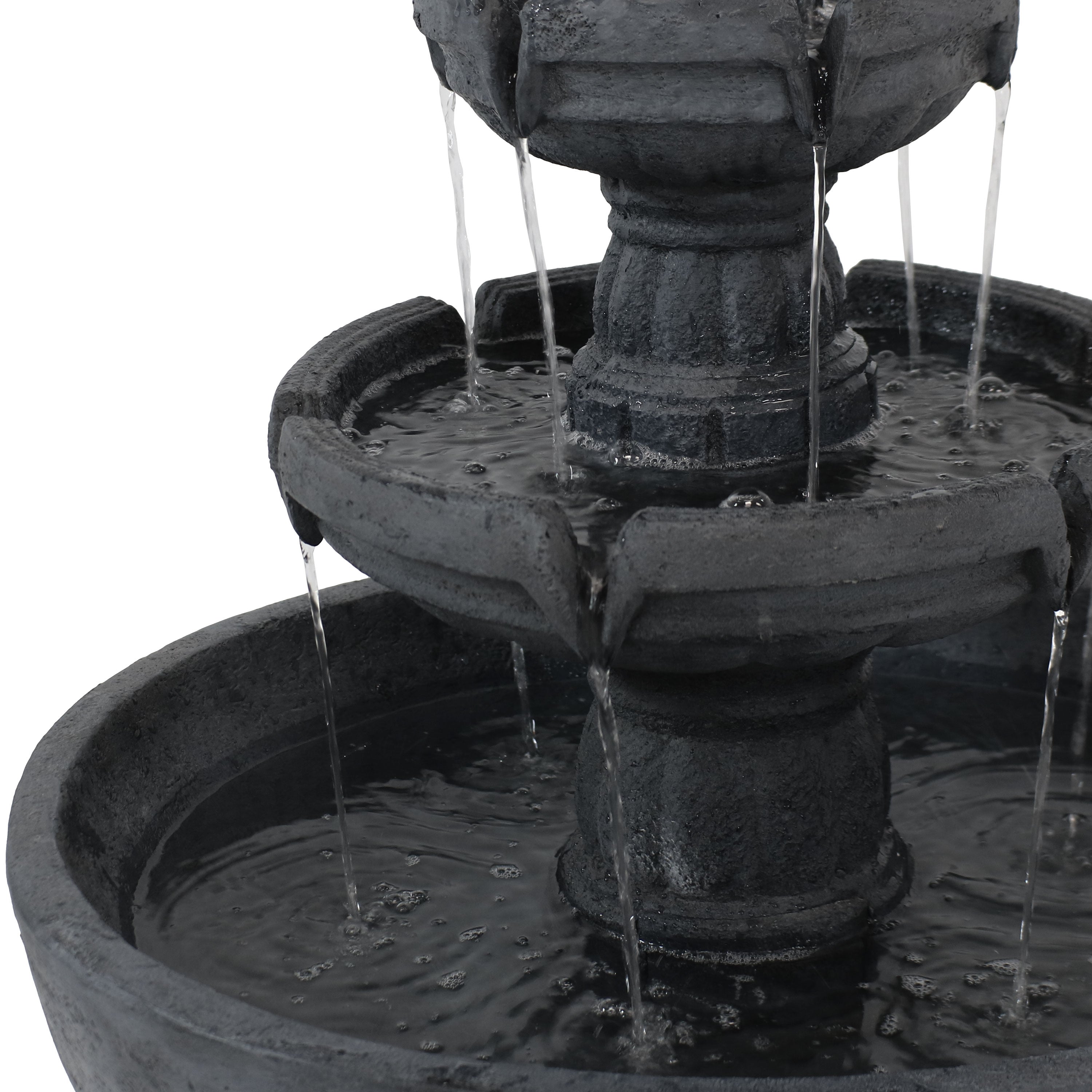 Sunnydaze Budding Fruition 3-Tier Outdoor Water Fountain - 34 Inch Height, Garden Decor, Patio Fountain for Backyard, Porch, and Landscaping