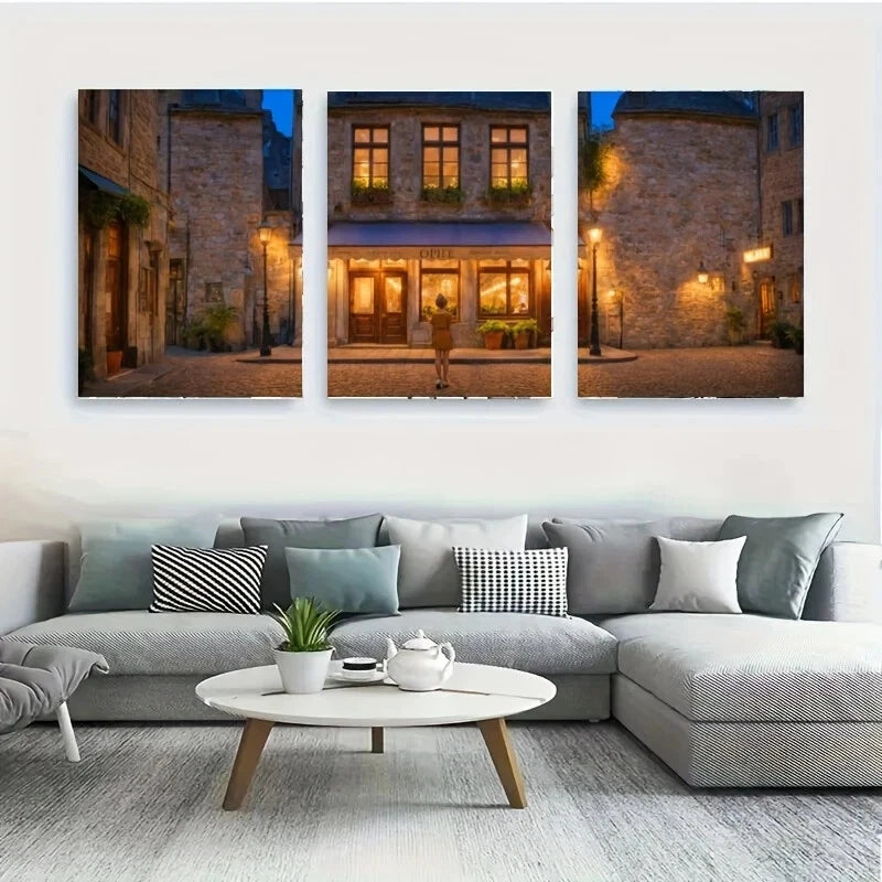 3-Piece Woman Standing Before Majestic Metal Wall Art - Ready to Hang Modern Home Decor for Living Room, Bedroom & Office