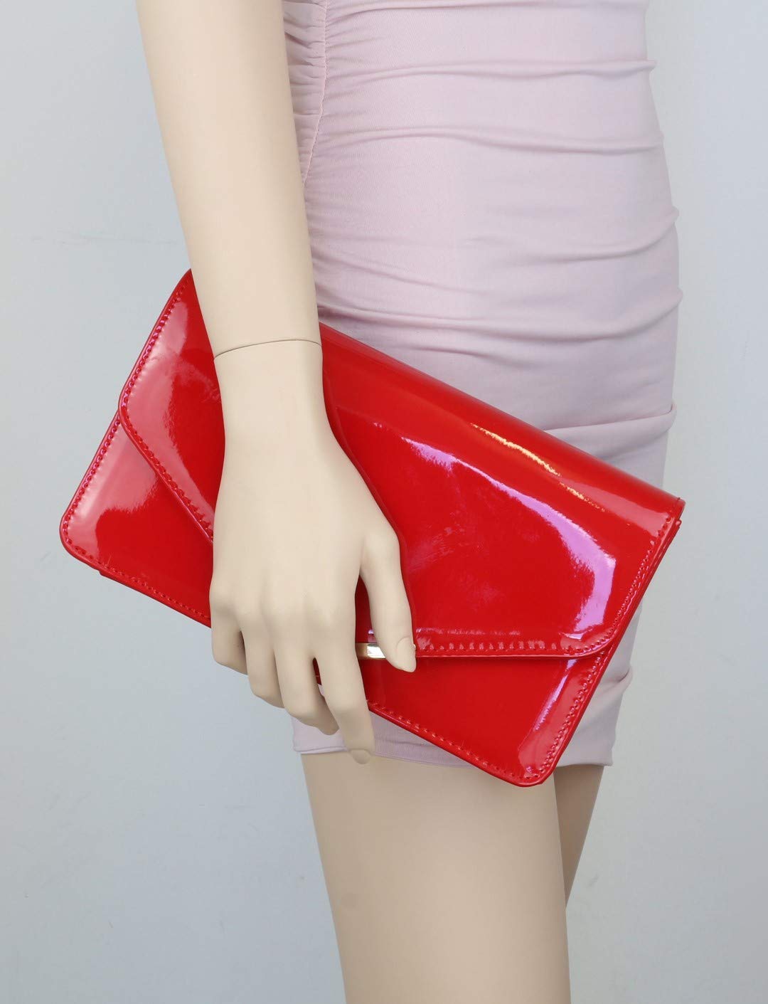 Stylish Women's Patent Faux Leather Envelope Clutch Shoulder Bag - Elegant Party Purse for Evening Events, Weddings & Night Out | Trendy Girly Handbag for Women