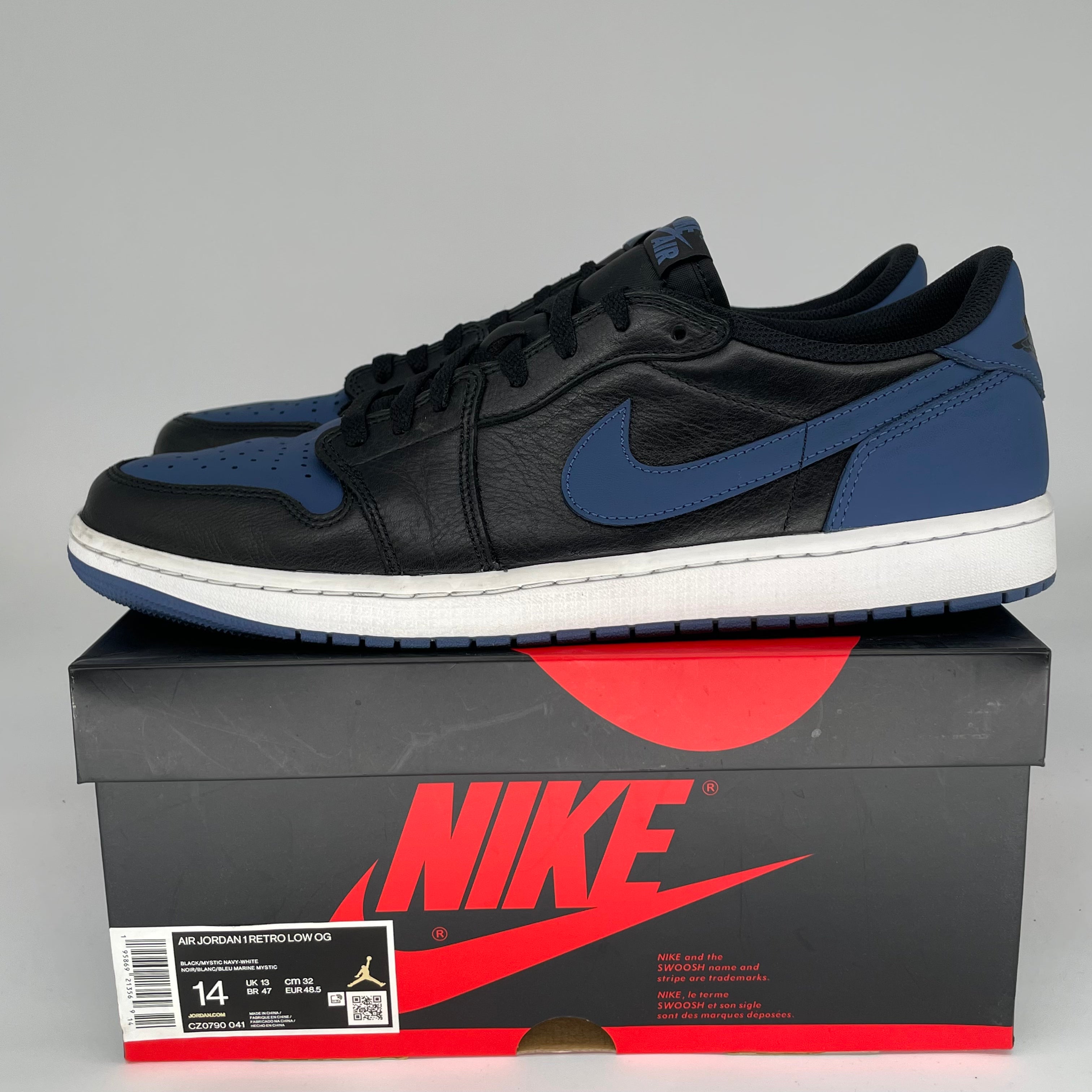 **AIR JORDAN 1 LOW MYSTIC NAVY Men's Sneakers - Size 14 (CZ0790-041) - Casual Wear, Street Style & Basketball Shoes**