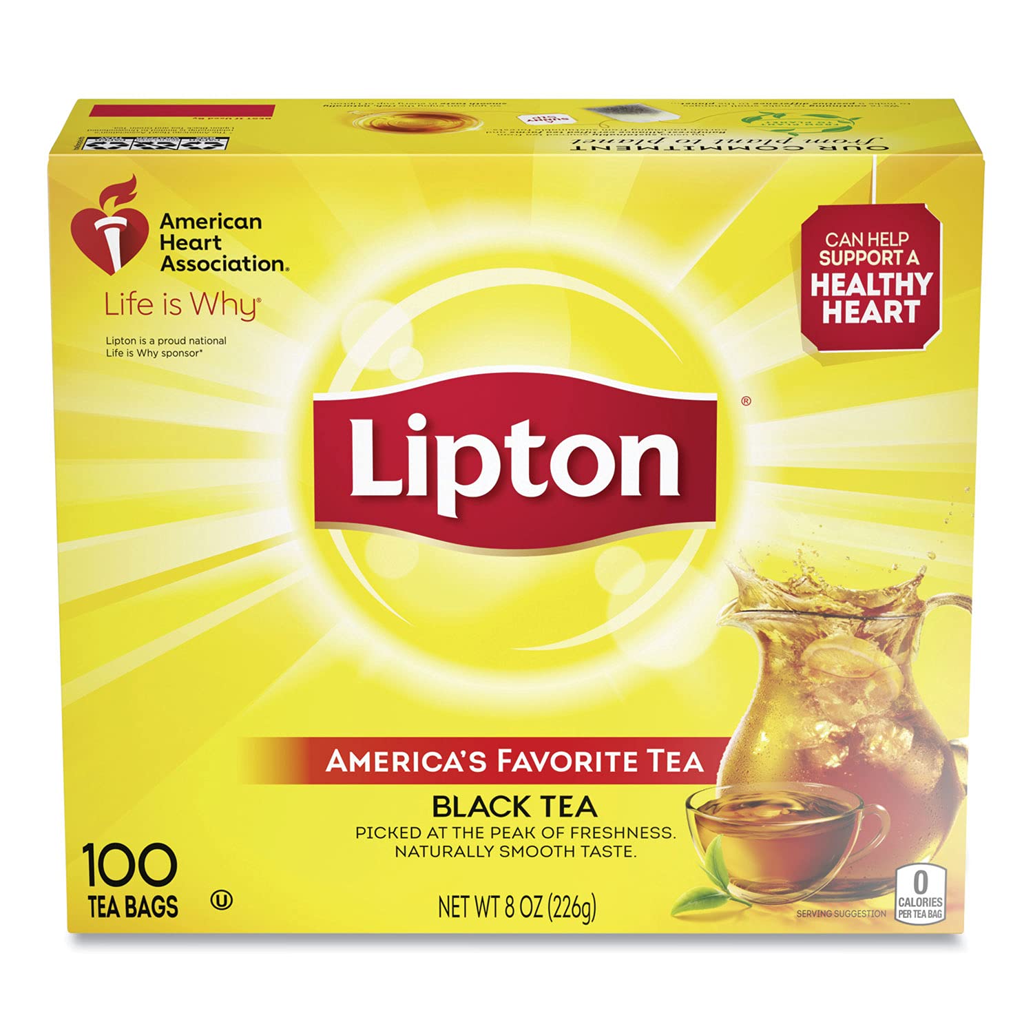 Lipton Black Tea Bags - 100 Count Box | Premium Quality Black Tea for Hot or Iced Tea | Perfect for Morning Boost, Afternoon Relaxation & Office Use