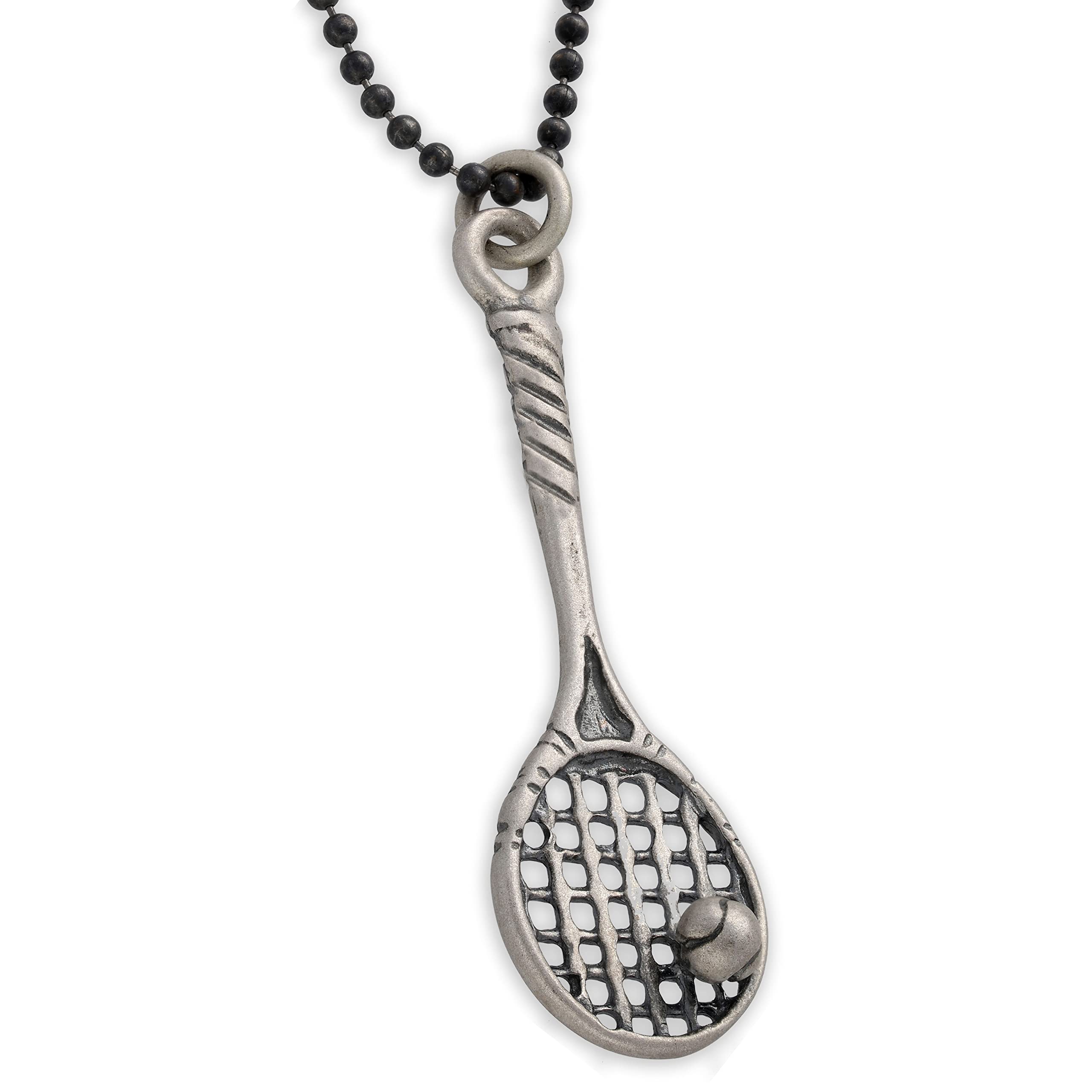 925 Sterling Silver Men's Tennis Racket Pendant Necklace - Oxidized Chain with Gift Box | Perfect for Sports Lovers, Birthday Gifts & Casual Wear