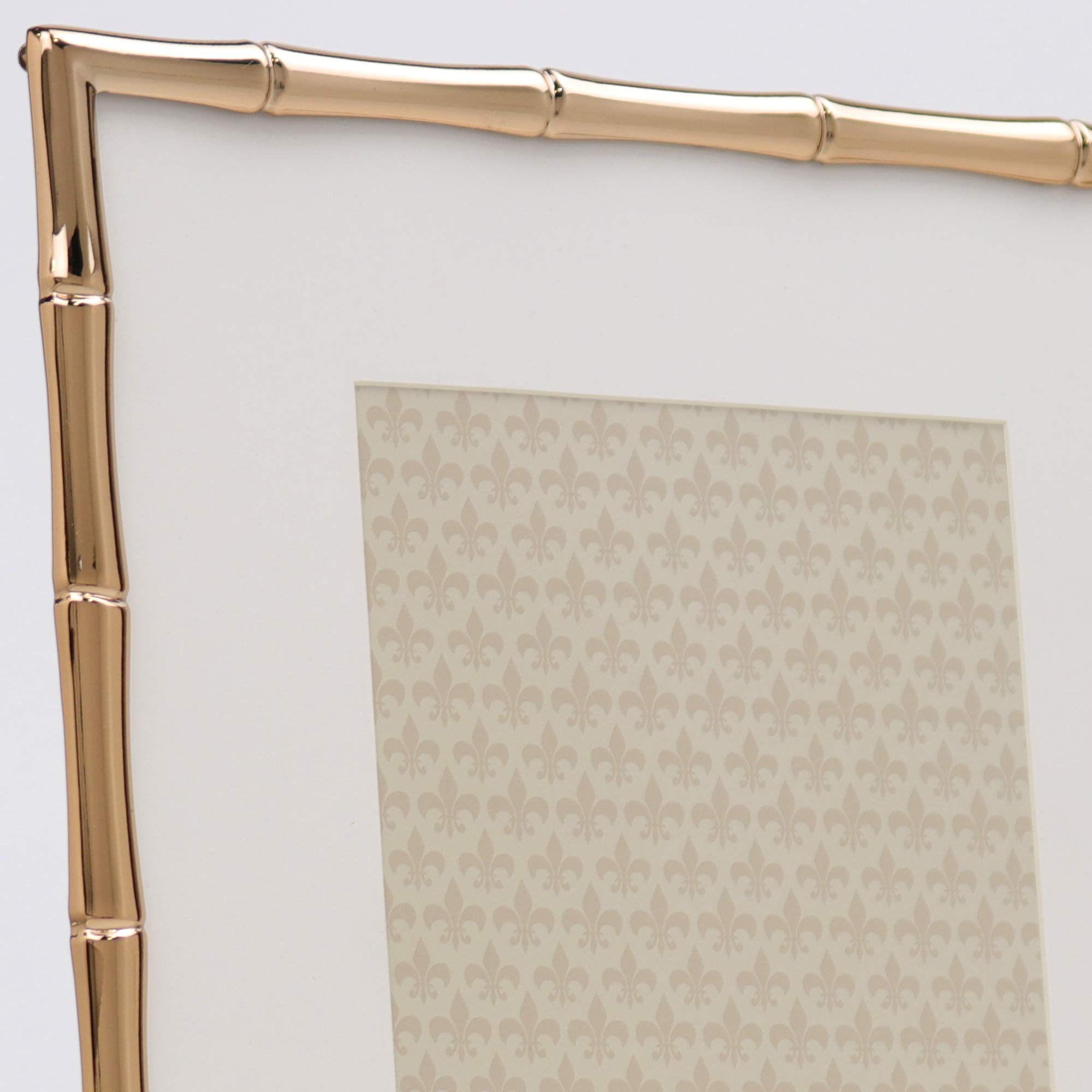 Lawrence Frames 8x10 Picture Frame with 5x7 Mat - Elegant Bamboo Design Metal Photo Frame in Gold | Perfect for Wall Decor, Tabletop Display, Home & Office Decorations