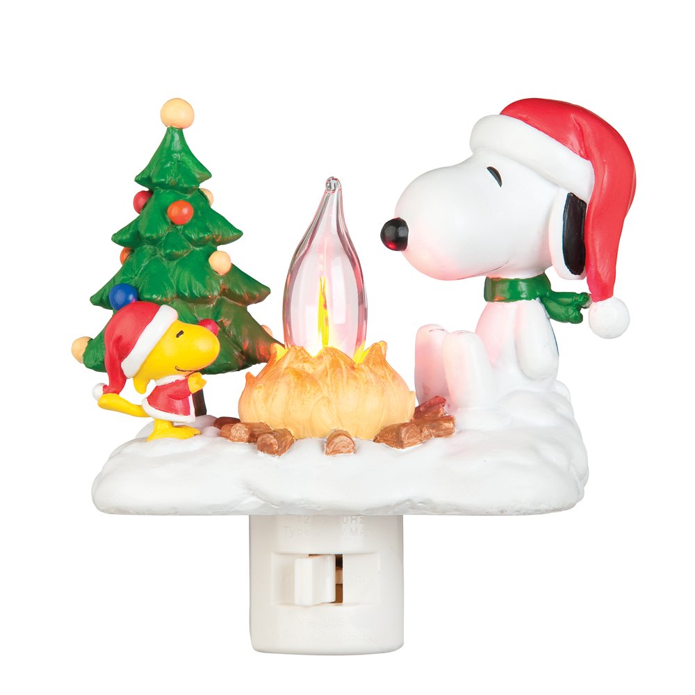 Roman Snoopy by Camp Fire 4.5 Inch Polyresin Swivel Plug Night Light with Flickering Flame Effect - Perfect for Bedroom, Nursery, and Home Decor