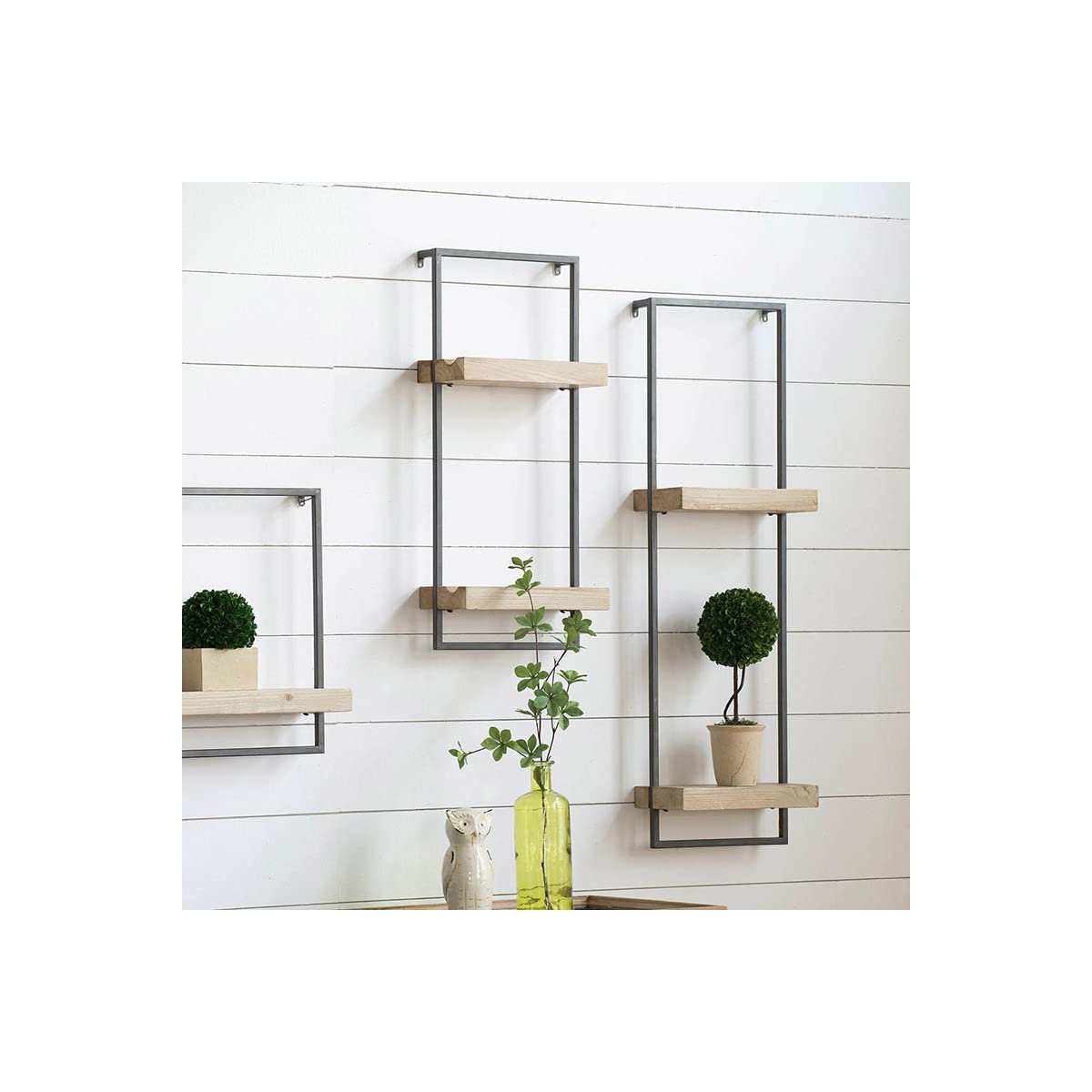 A&B Home Wood and Iron Wall Shelf - 12x6x38.5 Inches - Rustic Floating Shelf for Living Room, Bedroom, Kitchen Decor - Perfect for Displaying Books, Plants, and Decorative Items