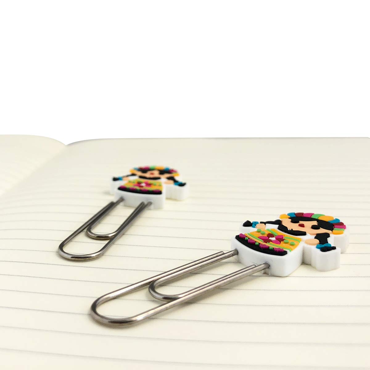 Authentic Mexican Queretana Doll Bookmark Clips - Handmade 2-Pack Set of 6, Perfect for Books, Journals, Gifts & Cultural Decor