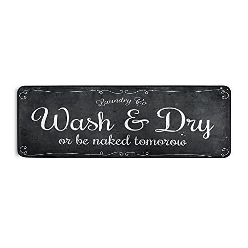 Vintage Retro Laundry Room Sign Black