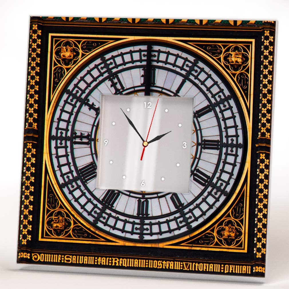 London Big Ben Clock Face Midnight Wall Mirror - Framed Vintage Home Decor, Printed Design Fan Art, Unique Gift for Home & Office | Perfect for Living Room, Bedroom, or Office Wall Decor
