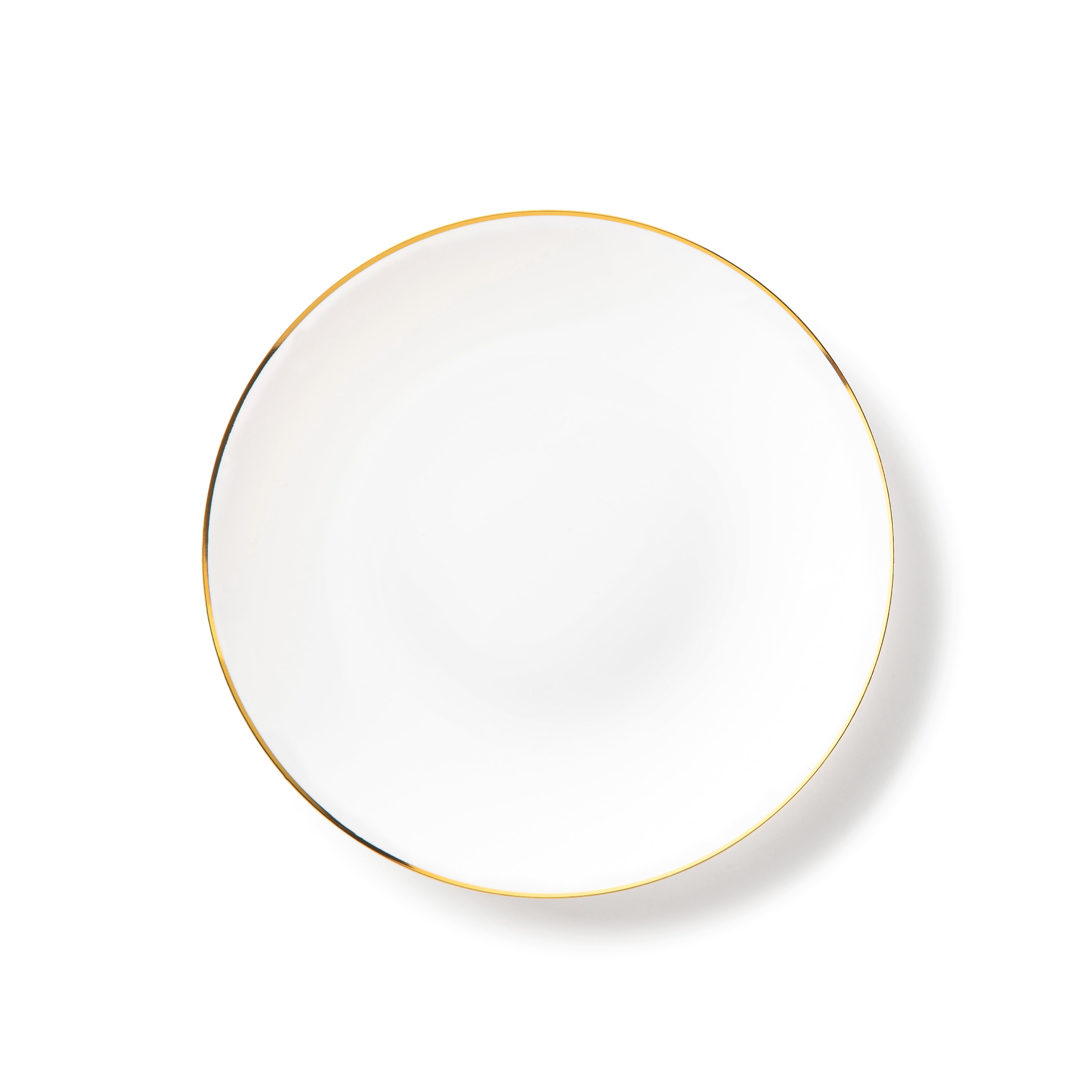 10-Pack White & Gold Round Plastic Plates - Eco-Friendly, Durable for Parties, Picnics & Everyday Dining
