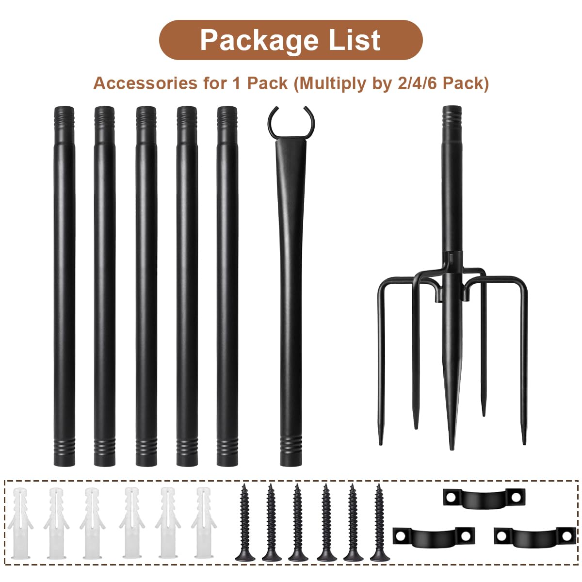 4 Pack 10ft Heavy-Duty Metal Outdoor String Light Poles with Fork - Adjustable Lighting Stand for Patio, Backyard, Pergola, Garden, Deck & Camping Parties | Weather-Resistant for Year-Round Use