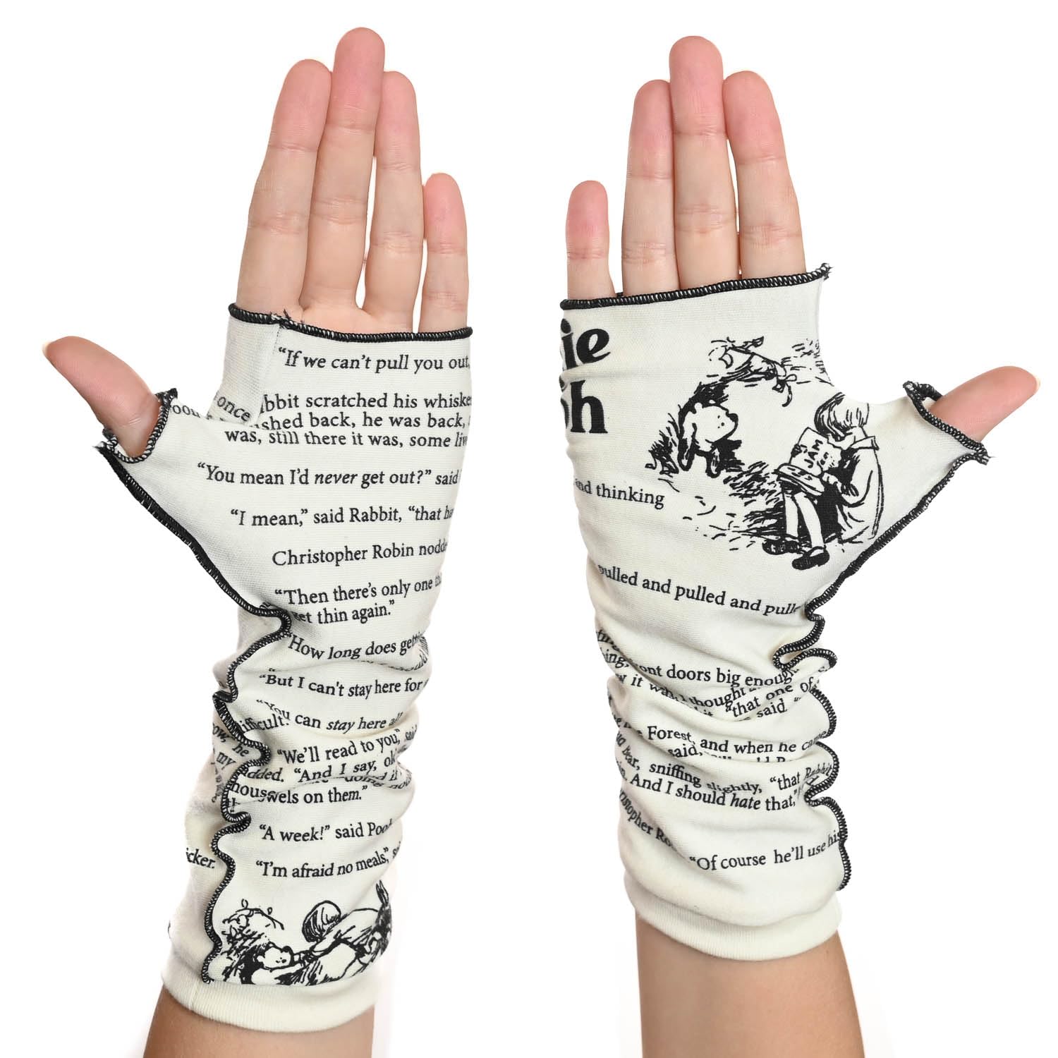Winnie the Pooh Writing Gloves - Warm & Comfortable Fingerless Gloves for Typing, Writing & Working - Perfect for Office, Home & Cold Weather Use