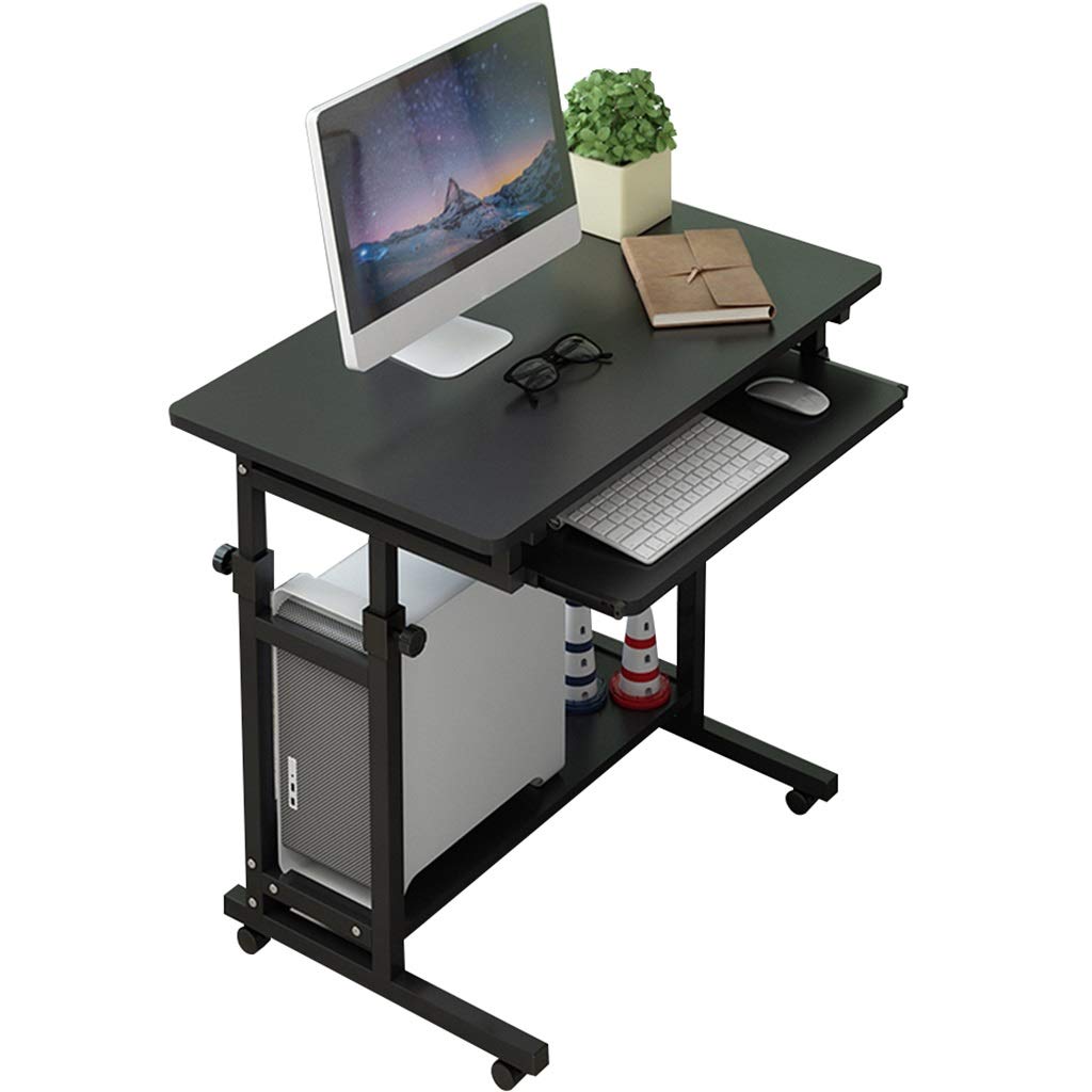 Modern Corner Computer Desk for Small Spaces - Adjustable Height, Easy Assembly Home Office Desk, Compact Study Desk for Bedroom & Workspace - Black (Perfect for Home Office, Gaming & Remote Work)