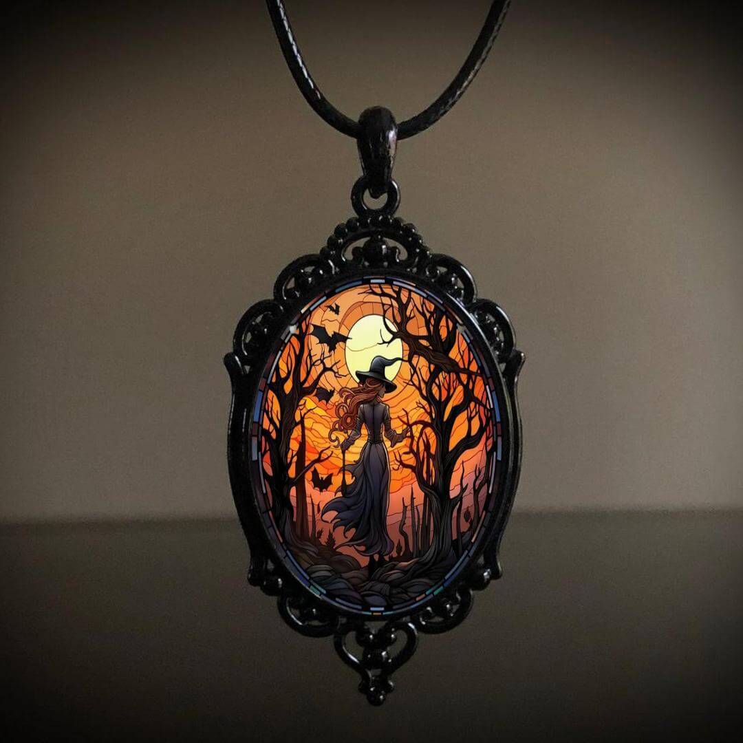 Gothic Cross Crow Raven Embossed Halloween Pendant Necklace for Women & Men | KY001 | Perfect for Halloween Costumes, Gothic Fashion & Dark Aesthetic Jewelry