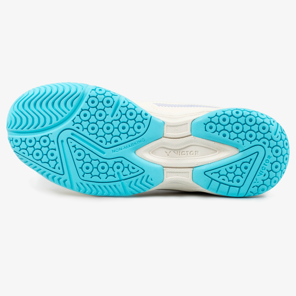 Victor A170II LR Court Shoe - Badminton Volleyball Tennis Indoor Sports Shoes for Men & Women - Lunar White/Pale Turquoise - Perfect for Gym, Training & Casual Wear