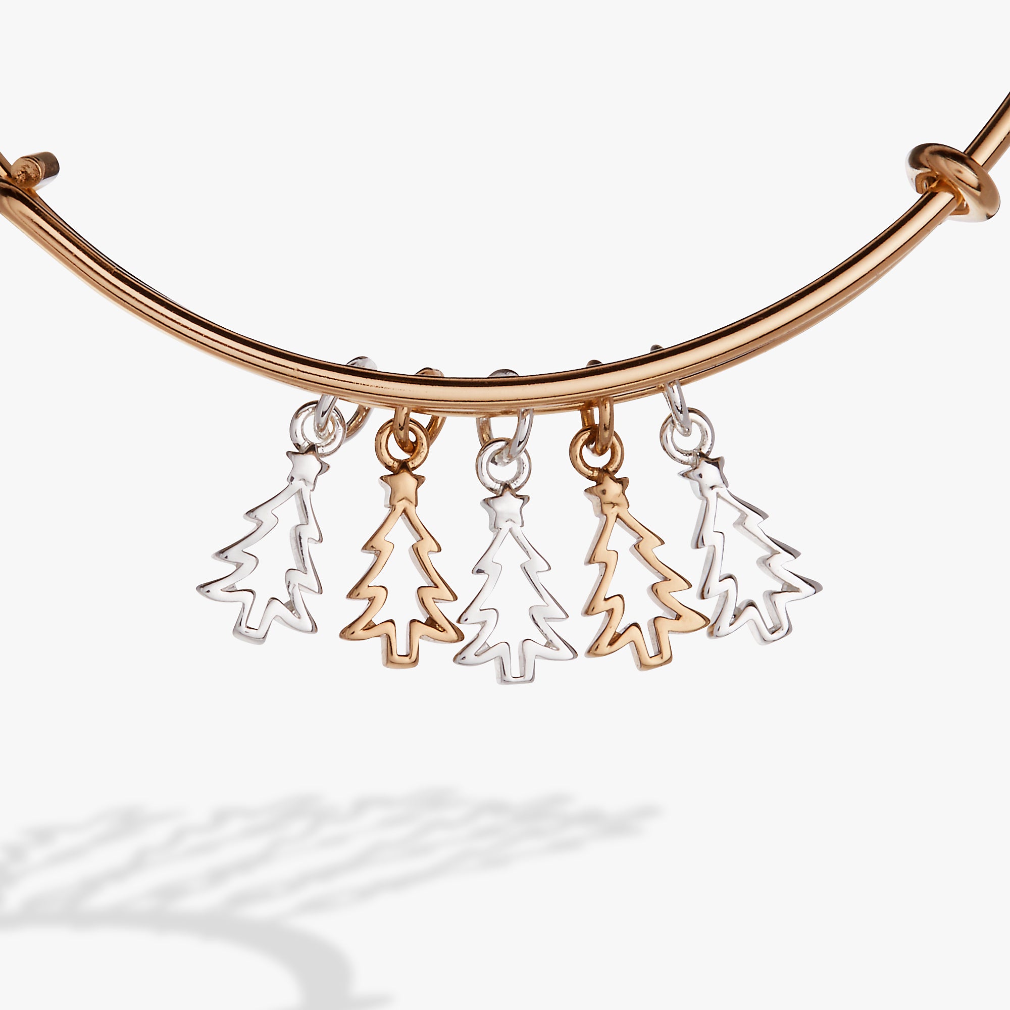 Christmas Tree Multi Charm Bangle Bracelet for Women - Festive Holiday Jewelry Gift for Christmas Party & Winter Celebrations