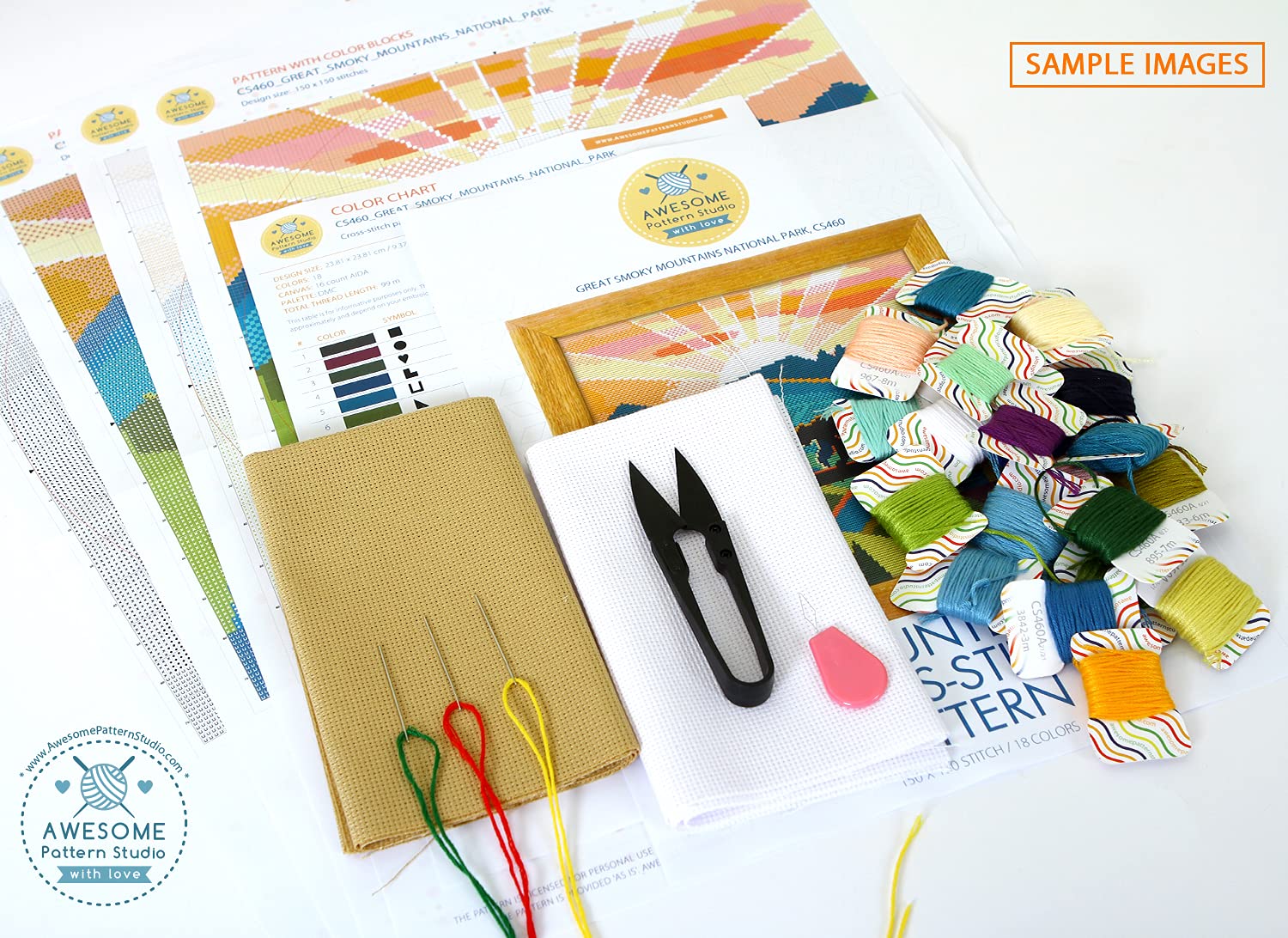 Amman K830 Complete Cross Stitch Kit with Threads, Needles, Fabric, Clippers & Needle Threader - Premium Embroidery Starter Set for Beginners & Experts - Perfect for DIY Home Decor, Gifts & Craft Projects