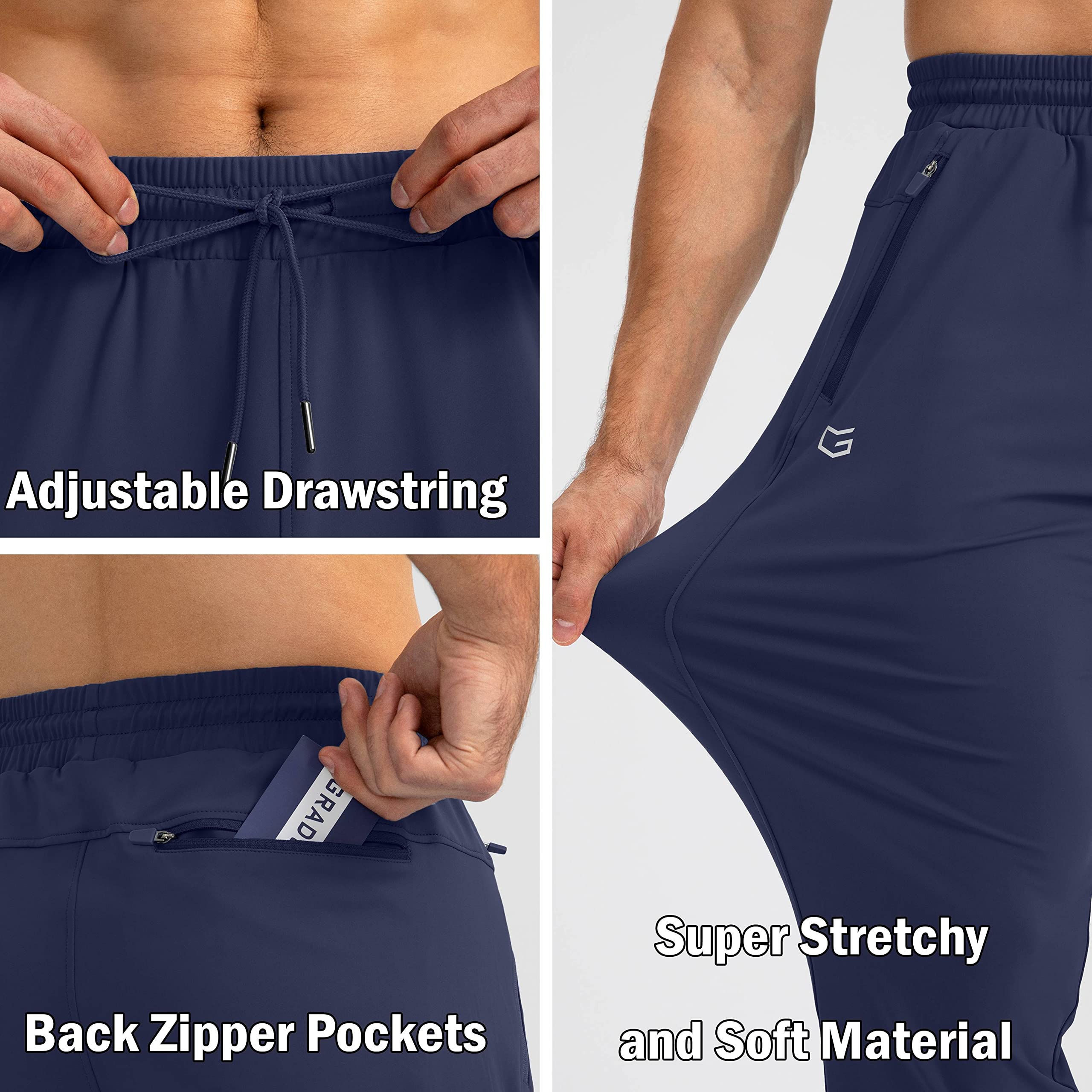 G Gradual Men's Sweatpants with Zipper Pockets - Tapered Joggers for Running, Workout & Gym | Athletic Pants for Men | Perfect for Jogging, Training & Casual Wear