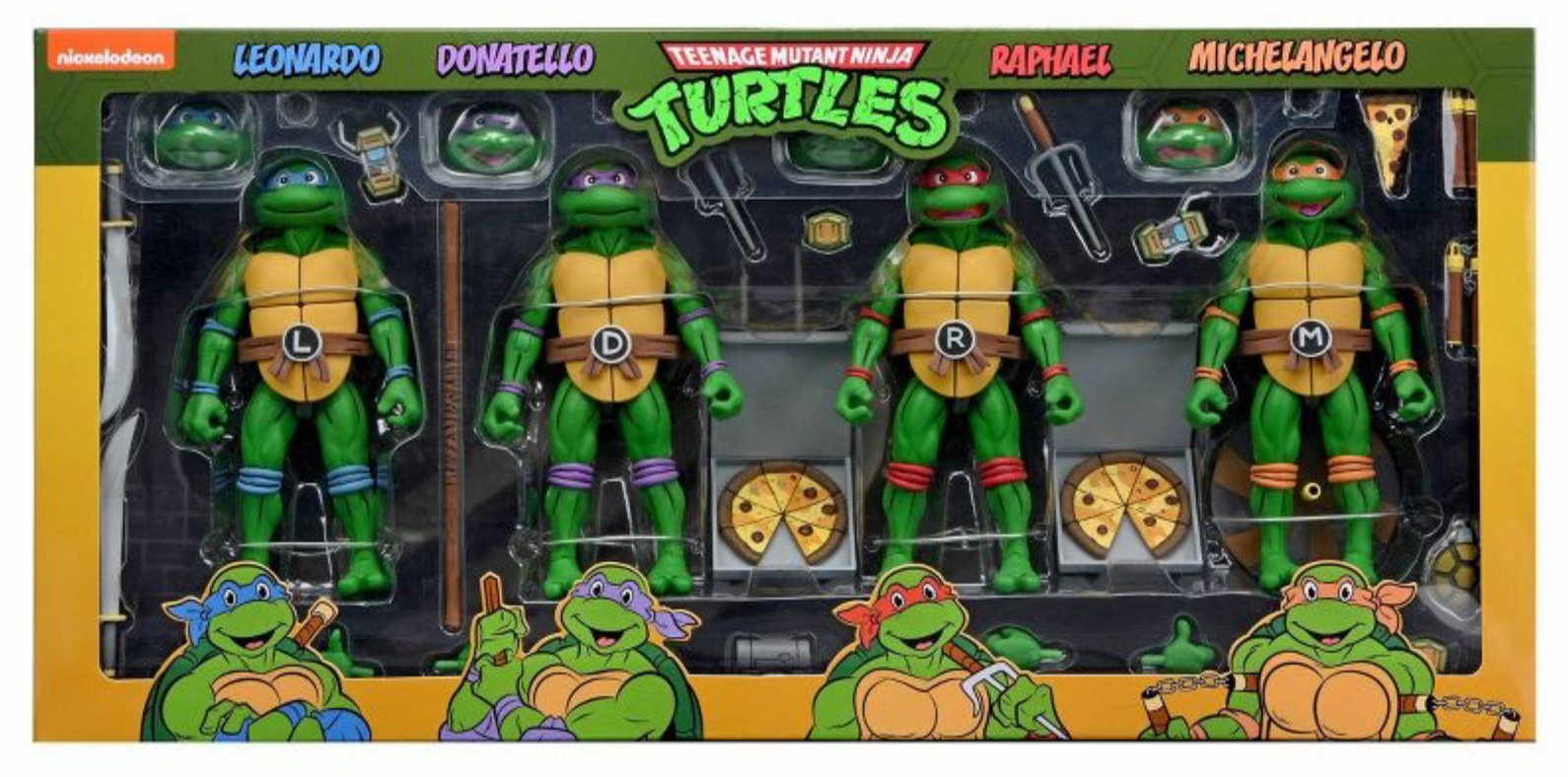 NECA Teenage Mutant Ninja Turtles Action Figure 4-Pack - Leonardo, Donatello, Raphael & Michelangelo - Collectible TMNT Figures for Display & Play
