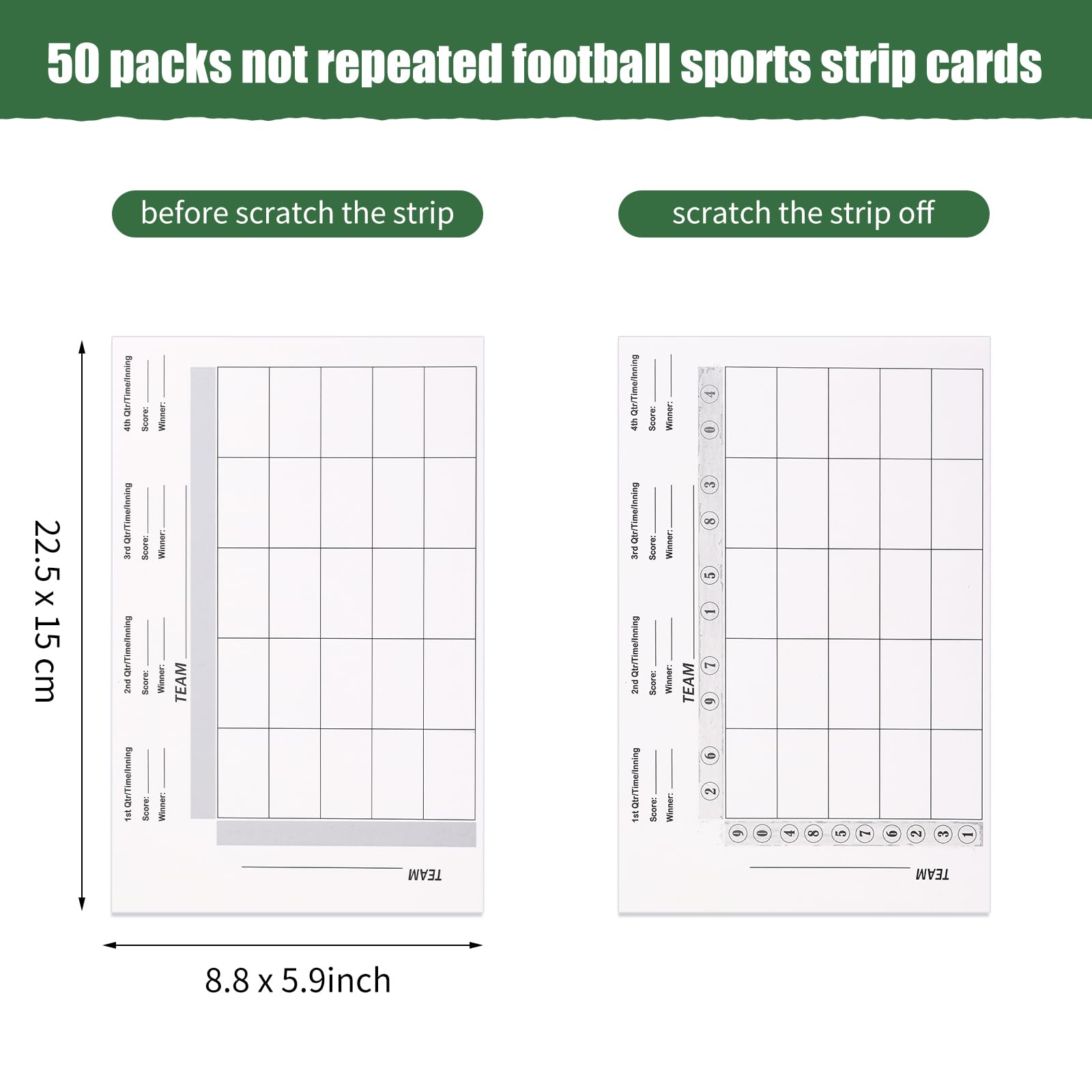 100-Piece Football Squares Board Game Set - Super Bowl Party Pull Tabs, Gambling Tickets & 25-Square Pool Cards for Sports Betting (Baseball, Football) - Perfect for Game Day Parties, Sports Bars & Tailgating Events