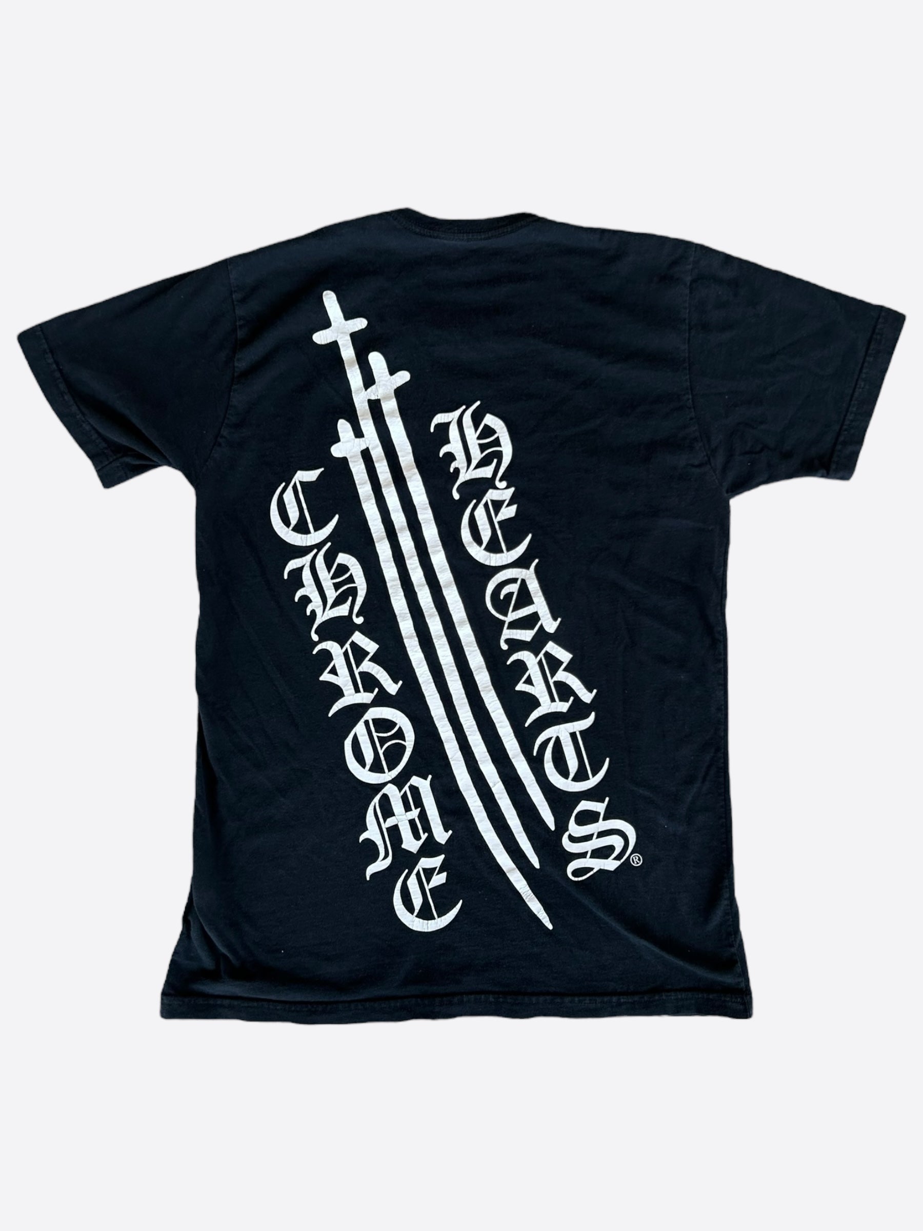 Chrome Hearts Black & White Triple Cross T-Shirt for Men - Gothic Cross Graphic Tee - Streetwear Fashion for Casual Wear & Night Out